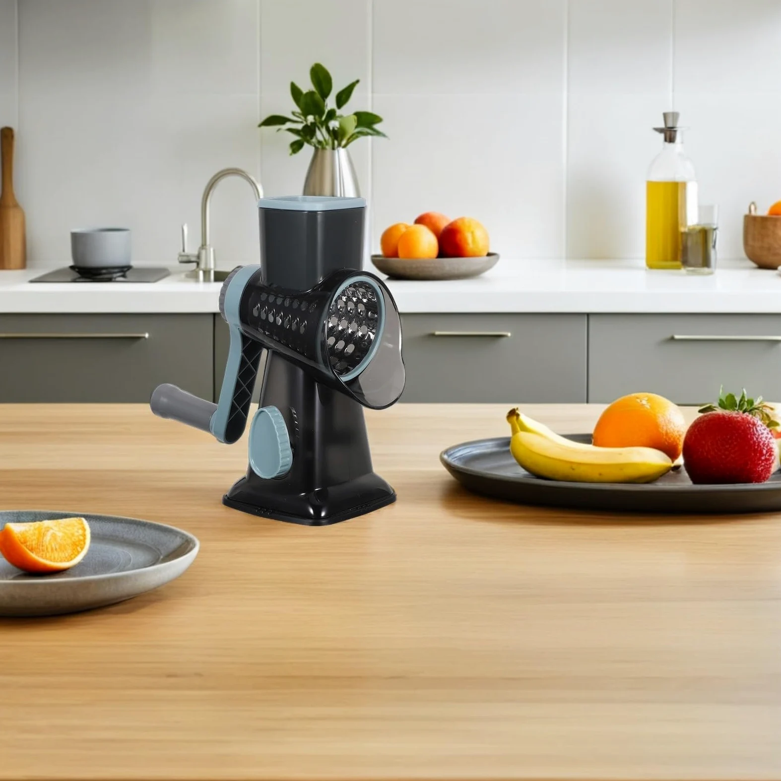 ifundom Rallador Cortador de Verduras Multifuncional Manual con Manivela, Diseño Compacto de Acero Inoxidable para Uso Diario en Cocina Familiar