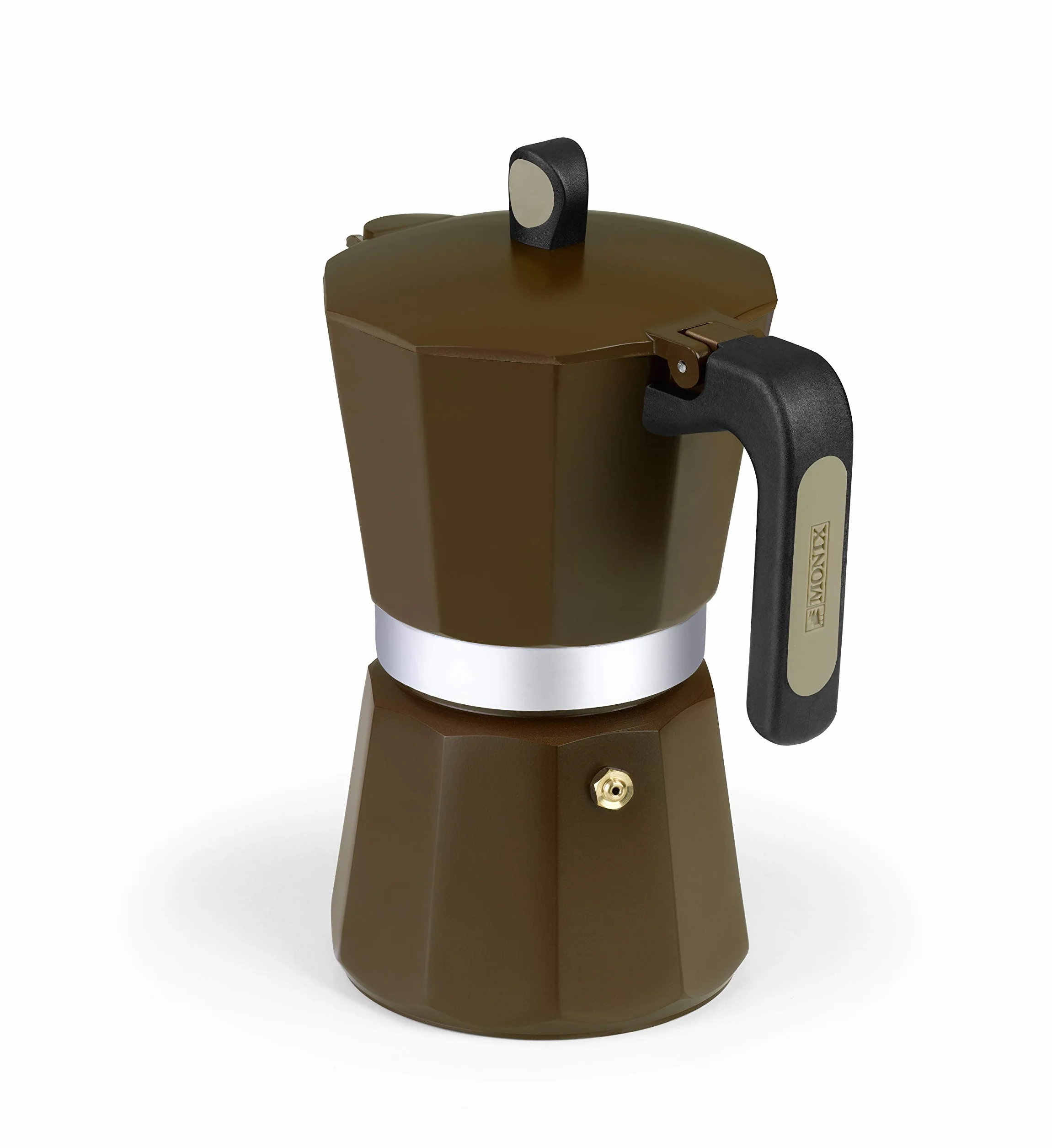 MONIX New Cream | Cafetera Italiana de Aluminio, Capacidad 12 Tazas, Apta para Todo Tipo de cocinas incluida inducción