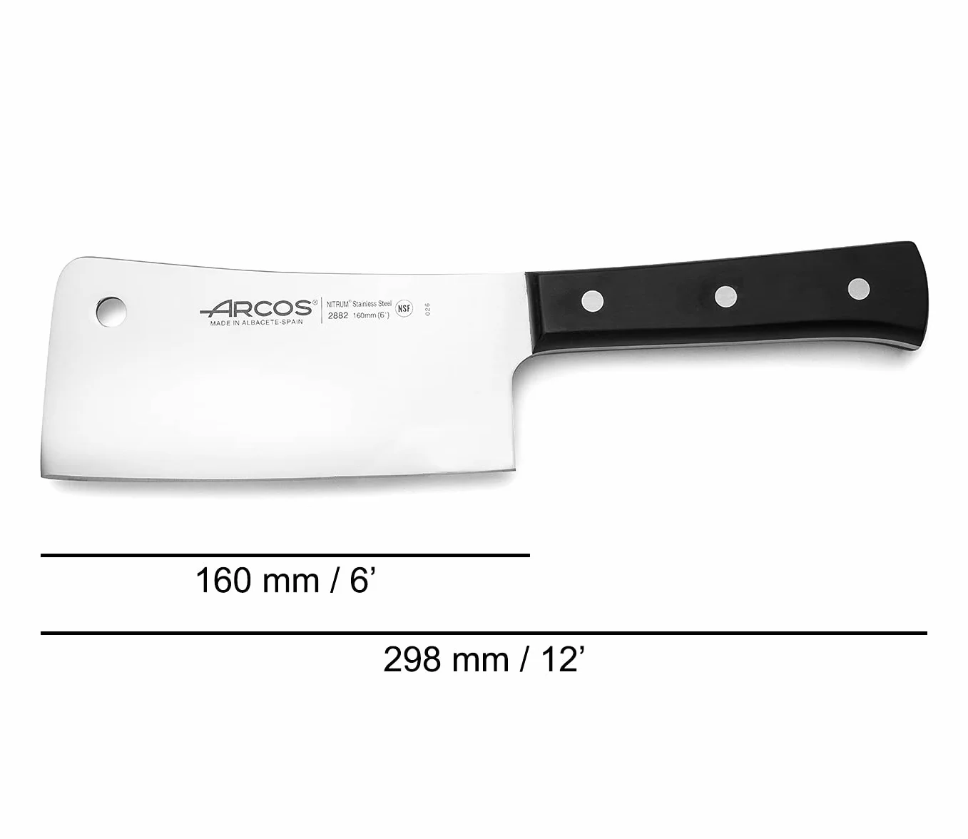 Arcos Cuchillo Carnicero Nitrum Acero Inoxidable 160 mm 477 gr Profesional Deshuesar Mango Ergonómico POM Negro