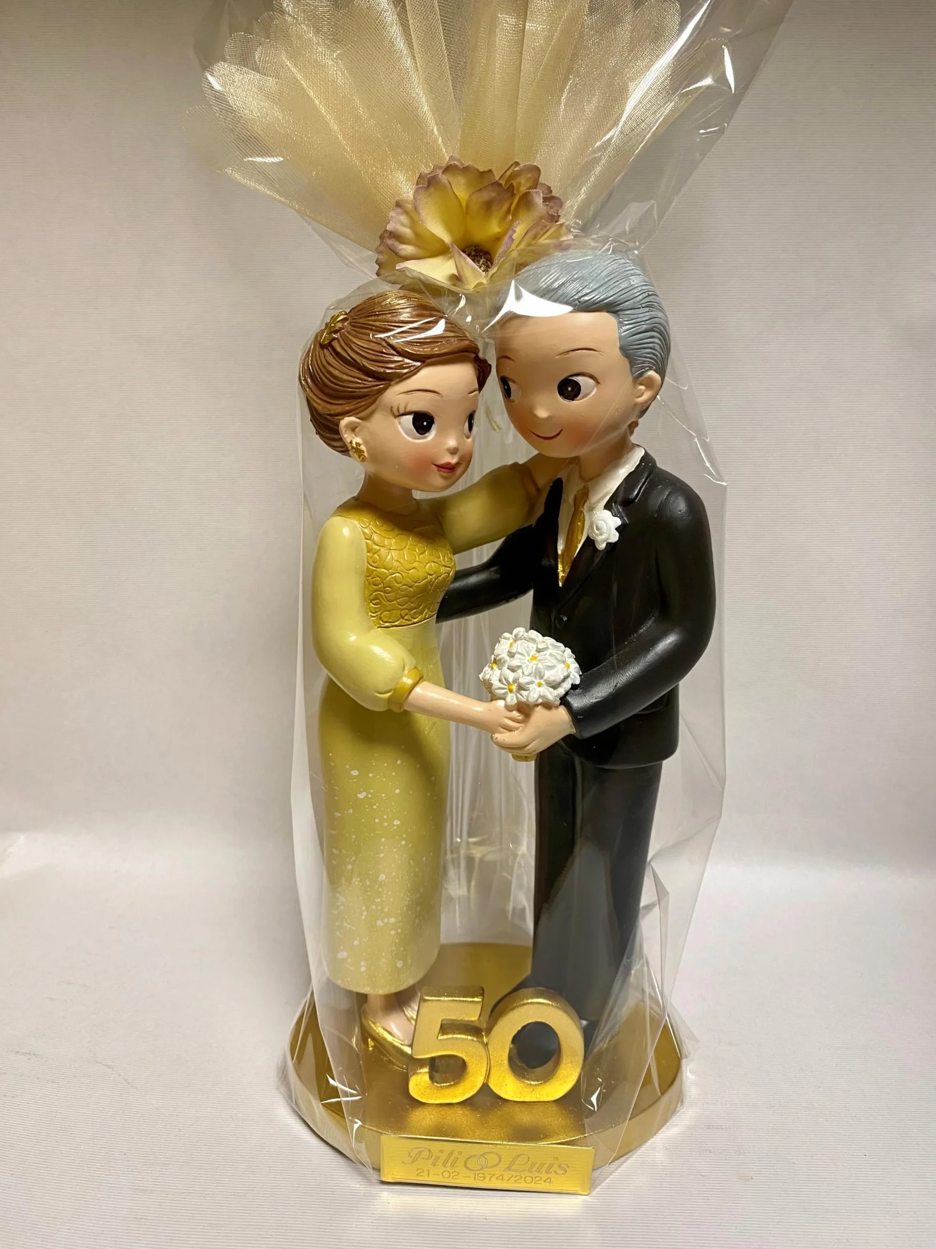 Figurita Tarta Bodas de Oro 50 Aniversario GRABADA para Pastel