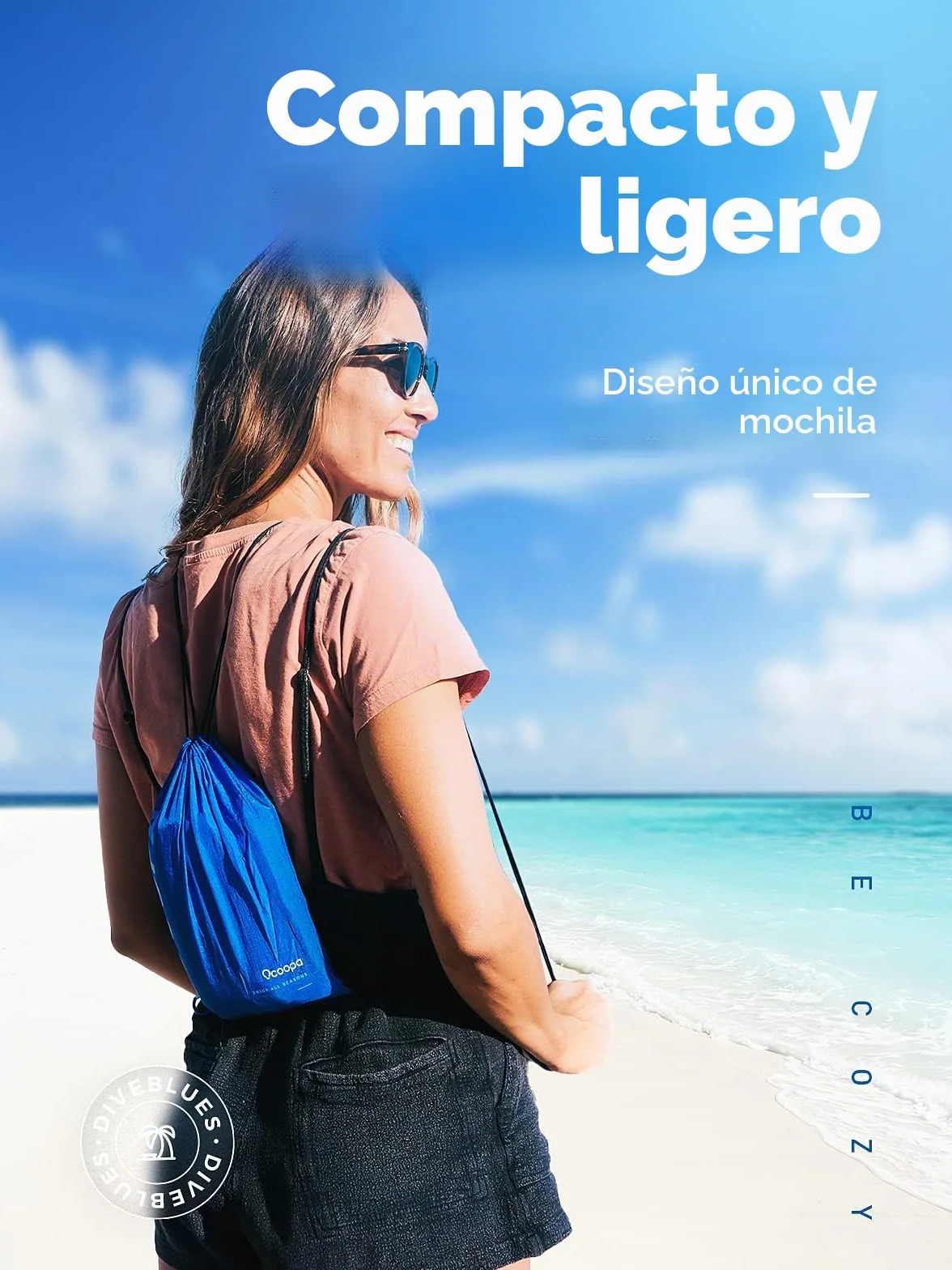 OCOOPA Manta de Playa Grande Impermeable Libre de Arena Nylon Paracaídas 210T 4 Estacas 1 Bolsa de Viaje S09