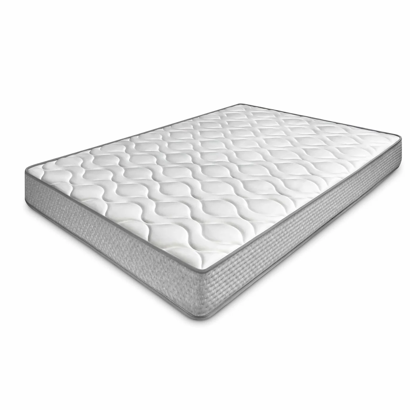 amuéblate Online - Cama Completa con Colchón Carla Reversible + Base Tapizada Extra Resistente con 6 Patas Cilíndricas Metálicas Roscadas, 135 x 190, Gris Oscuro