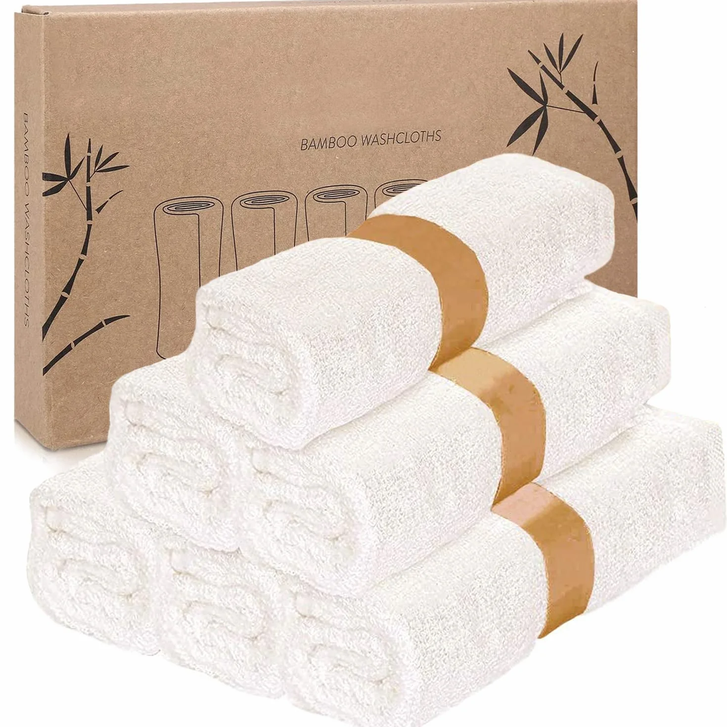 Paquete de 6 paños de bambú – paños blancos para cara – paños suaves y suaves para cara y cuerpo – paños de bambú natural para bebé – Juego de paños de lavado para bebé