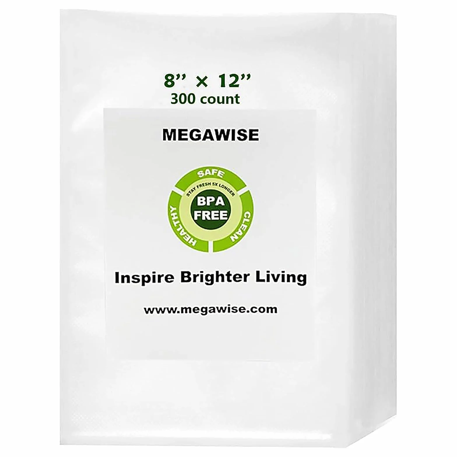 Bolsas selladoras al vacío (8 x 12 pulgadas, 300 piezas) para Megawise, ahorro de alimentos, sellar una comida, Weston. Grado alimenticio, sin BPA, resistentes, ideales para almacenamiento al vacío