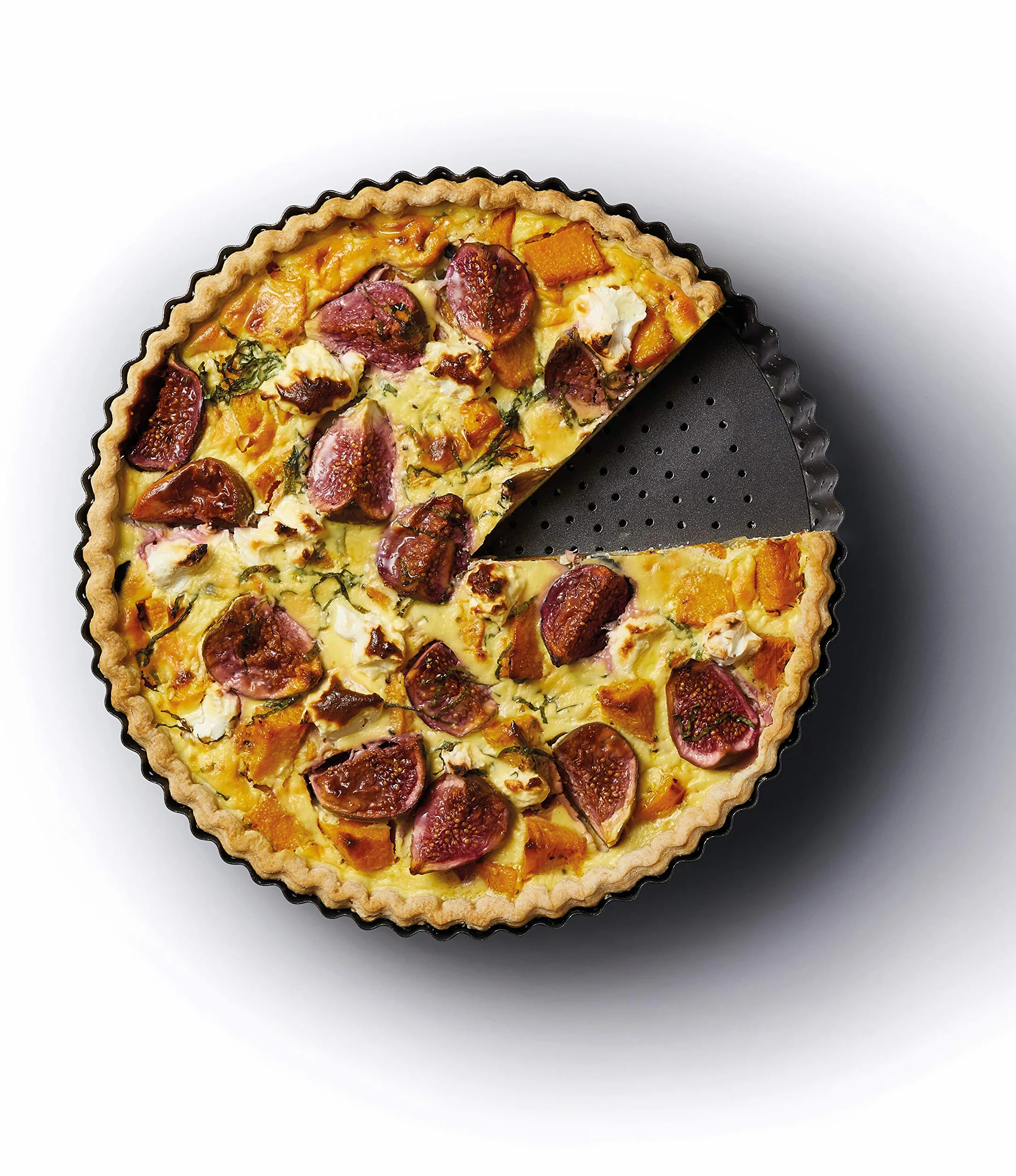 MasterClass Crusty Bake Molde para Quiche Perforado de 23 cm con antiadherente sin PTFE, PFOA ni BPA, robusto acero al carbono de 1 mm de grosor, gris