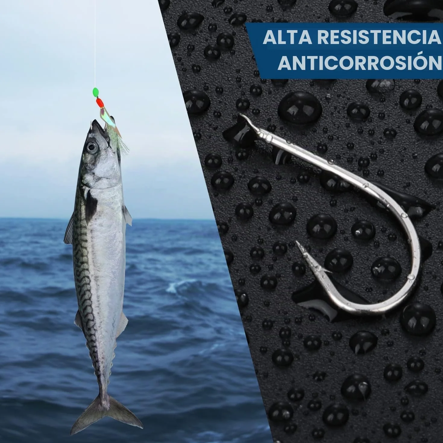 Aparejos de Plumas Premontados 6 Anzuelos 30 con Abalorios Fosforescentes para Caballa Bacalao