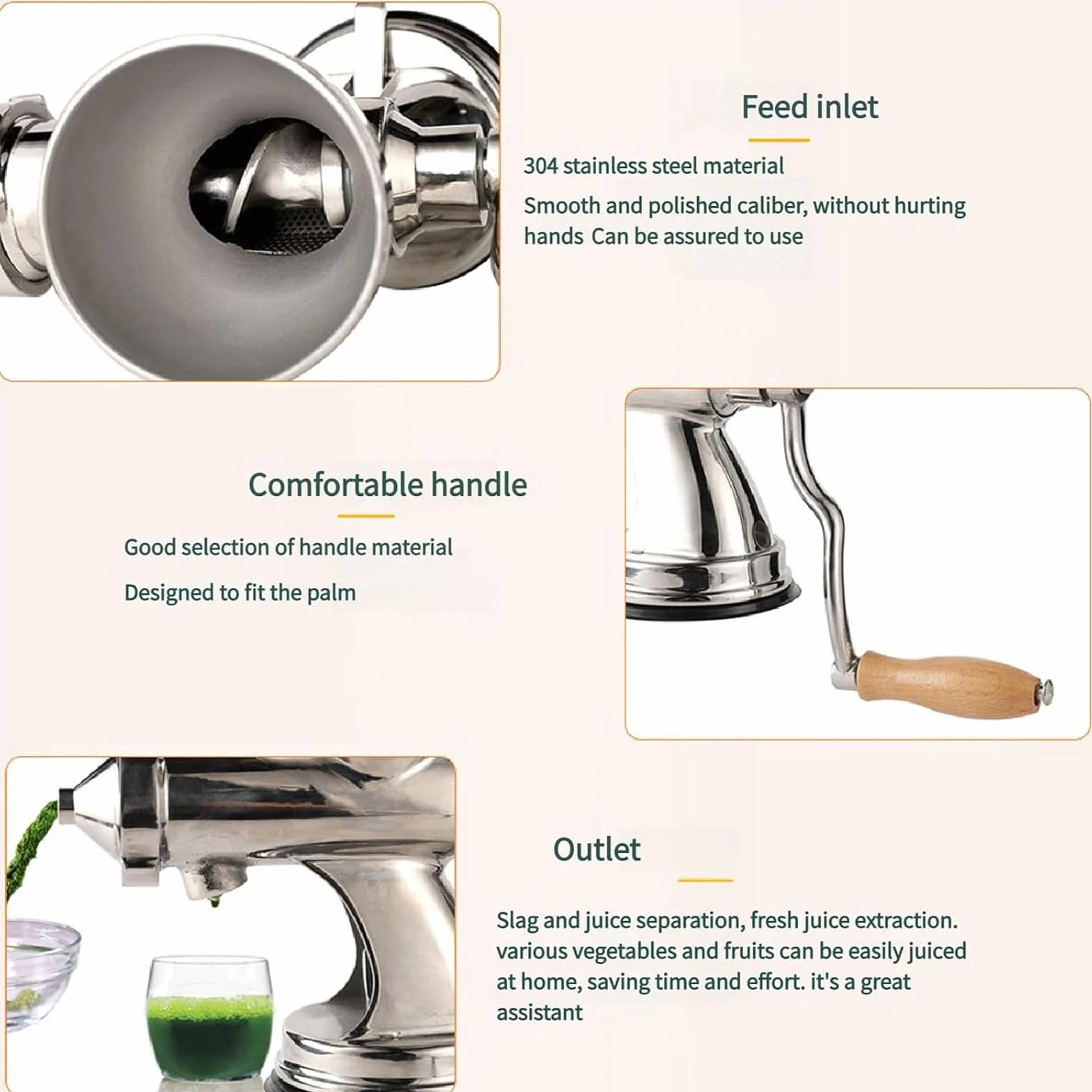 Exprimidor de hierba de trigo, exprimidor de mano de acero inoxidable con base de ventosa y abrazadera de mesa, extractor de jugo para exprimir hierba de trigo, apio, jengibre y verduras
