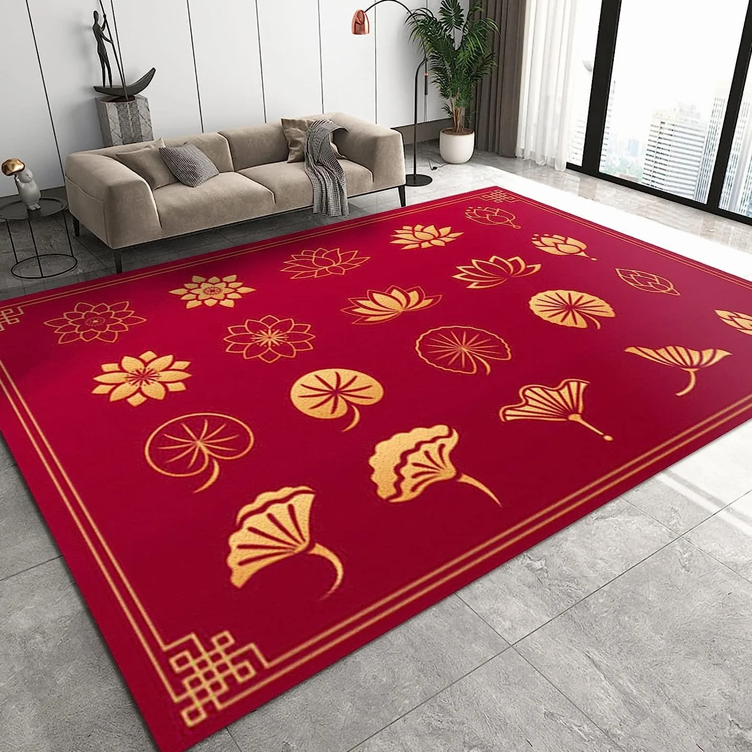 Alfombra De Salón Festival Rojo Arte Flor Simple Impresa En 3D Alfombra Pelo Corto Antideslizante Lavables Alfombra Habitación Dormitorio Alfombras De Cocina Alfombra De Entrada 100 X 200 Cm / 39,3 X