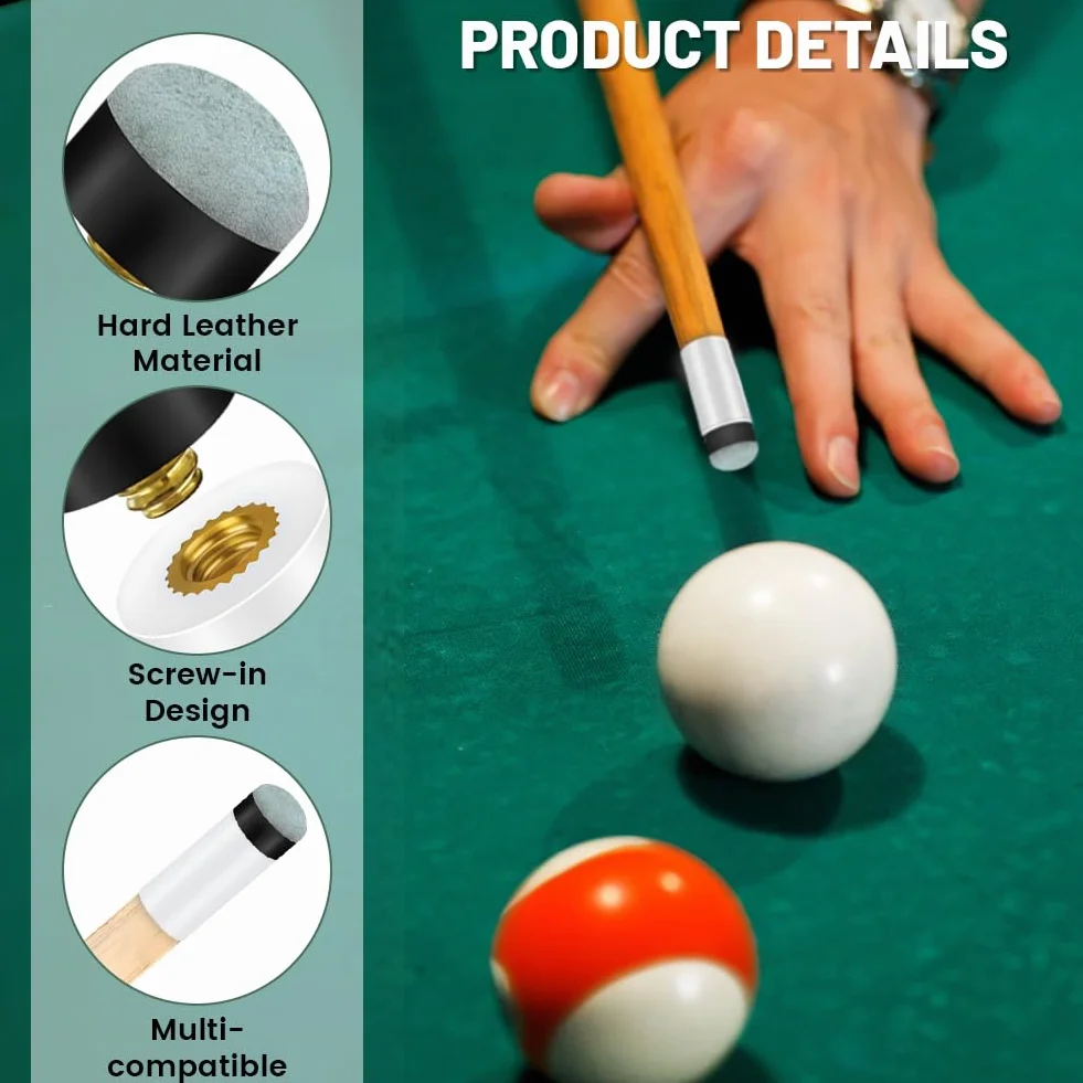 flintronic Puntas para Tacos De Billar, Puntas de Tacos de Billar Repuesto, Accesorios para Mesa de Billar