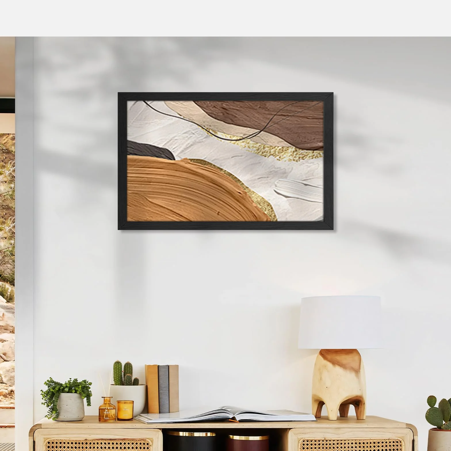 Marco de fotos 50x70 cm madera negra, marco póster pared con acrílico claro
