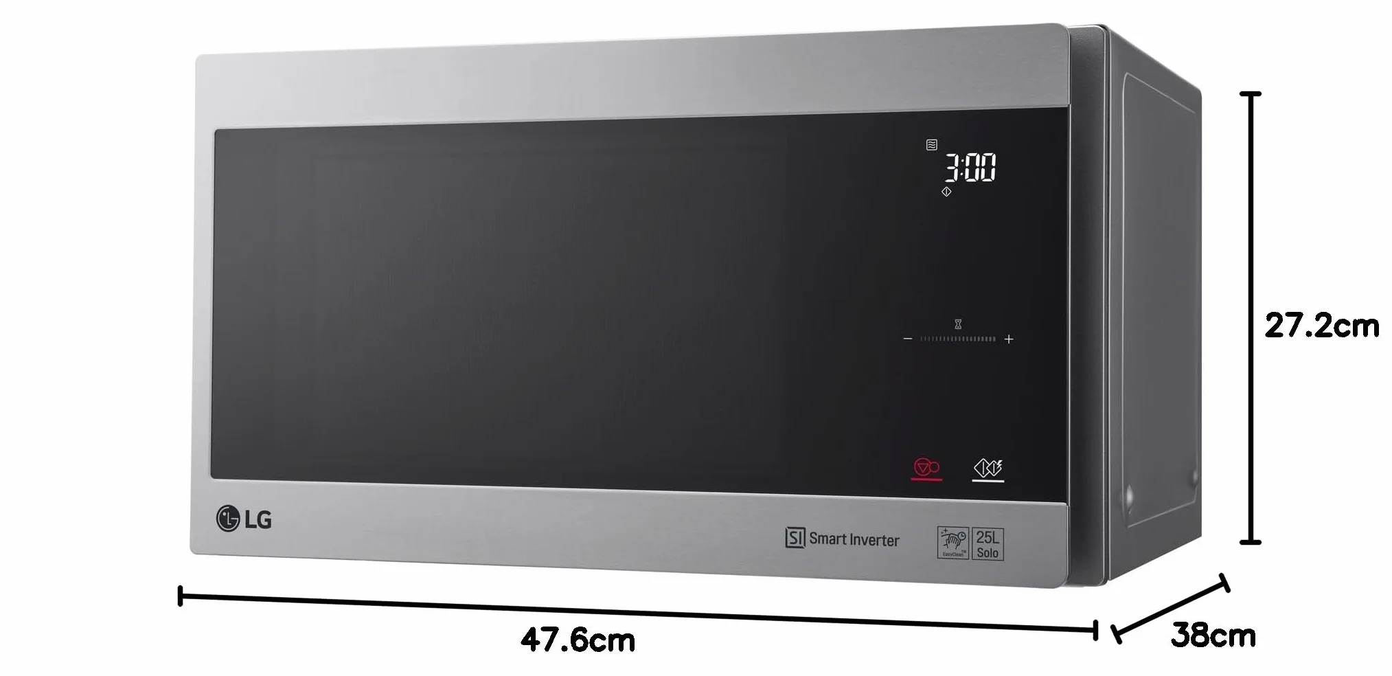 LG Microondas MS2595CIS con tecnología Smart Inverter 25 litros de capacidad, 1000 W, programas automáticos, niveles de potencia ajustables y función EasyClean, color plateado