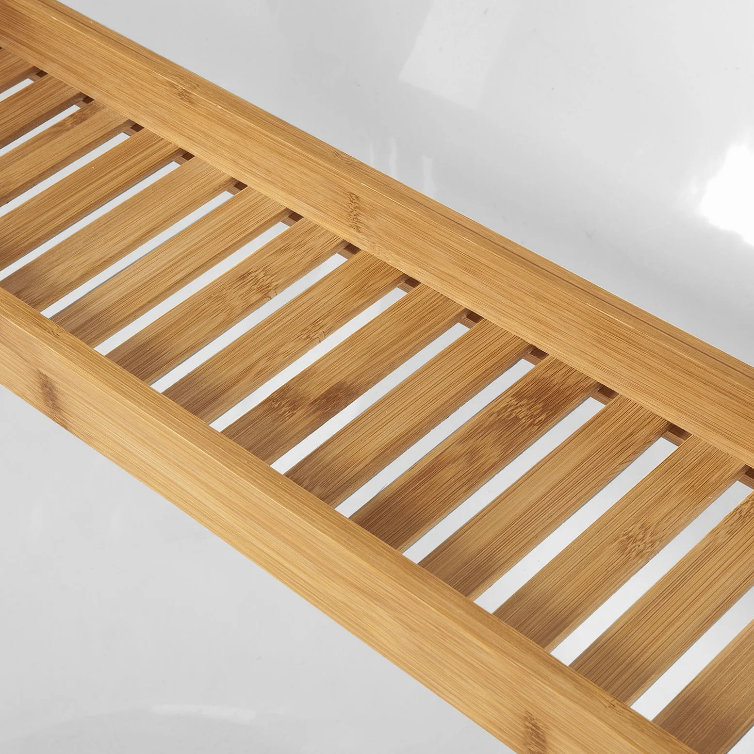 SoBuy FRG212-N,ES Bandeja de Bambú para Bañera,Estante de Baño,L80cm,con Soporte para Libro, iPad y Móvil
