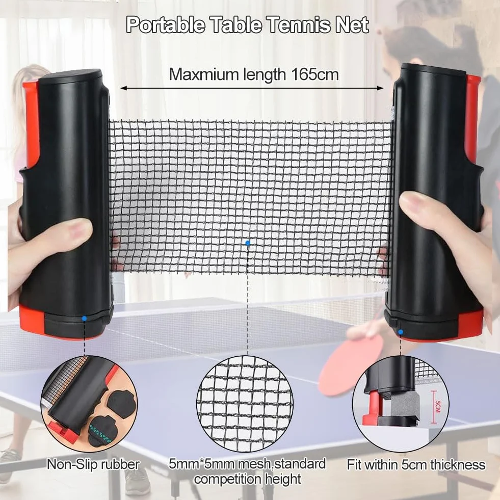 Red de Ping Pong Retráctil Portátil Ajustable Extensible para Mesa Tenis