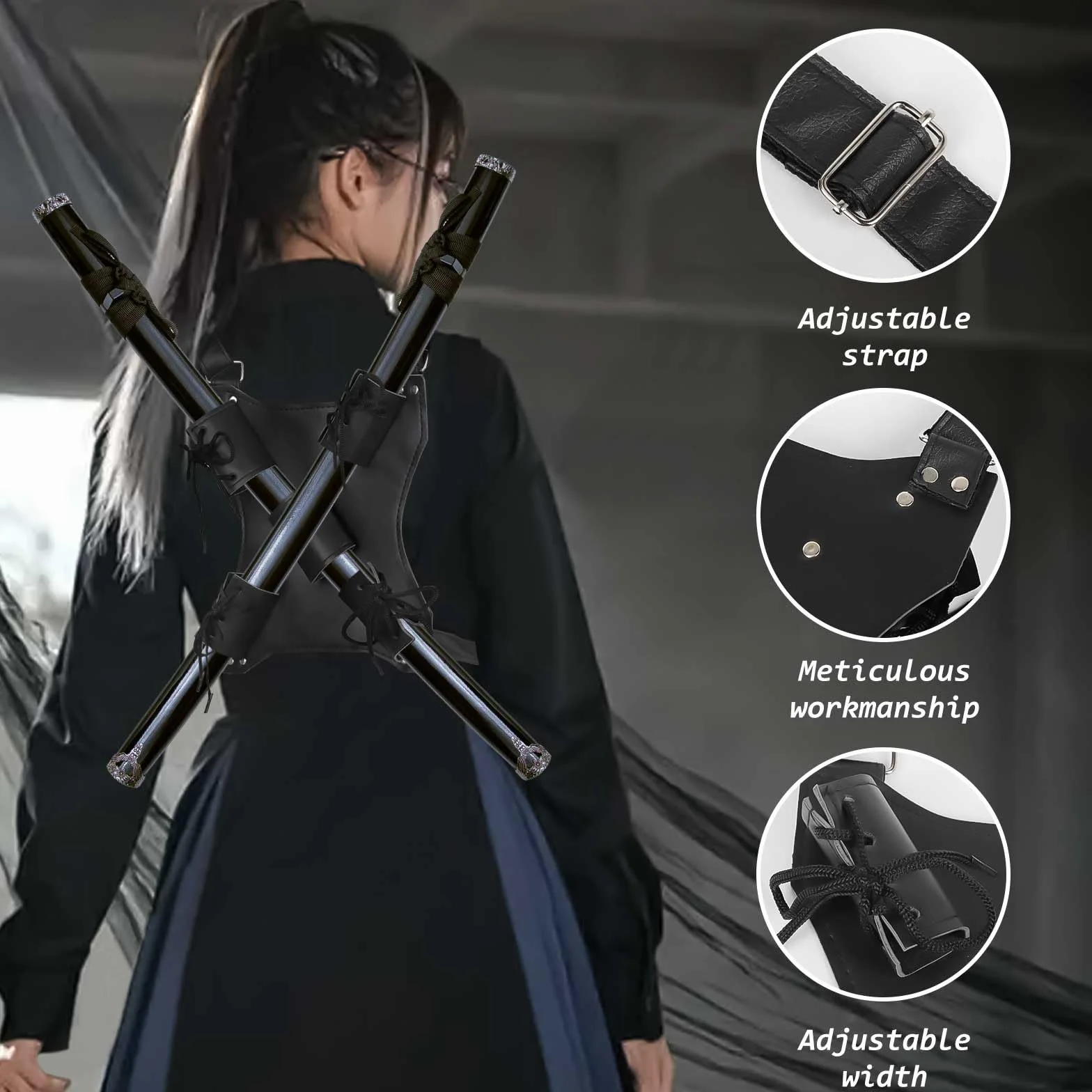 Funda de Espada Ajustable Portador con Cinturón Medieval para Katana Samurai Cosplay Accesorio