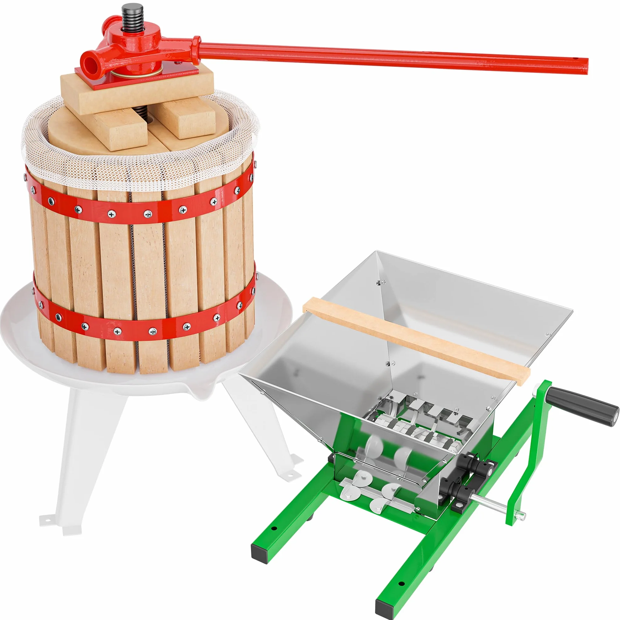 WilTec Prensa de Frutas Bayas y Mosto de 12L + triturador de Frutas y Bayas de 7L Elaboración de Bebidas