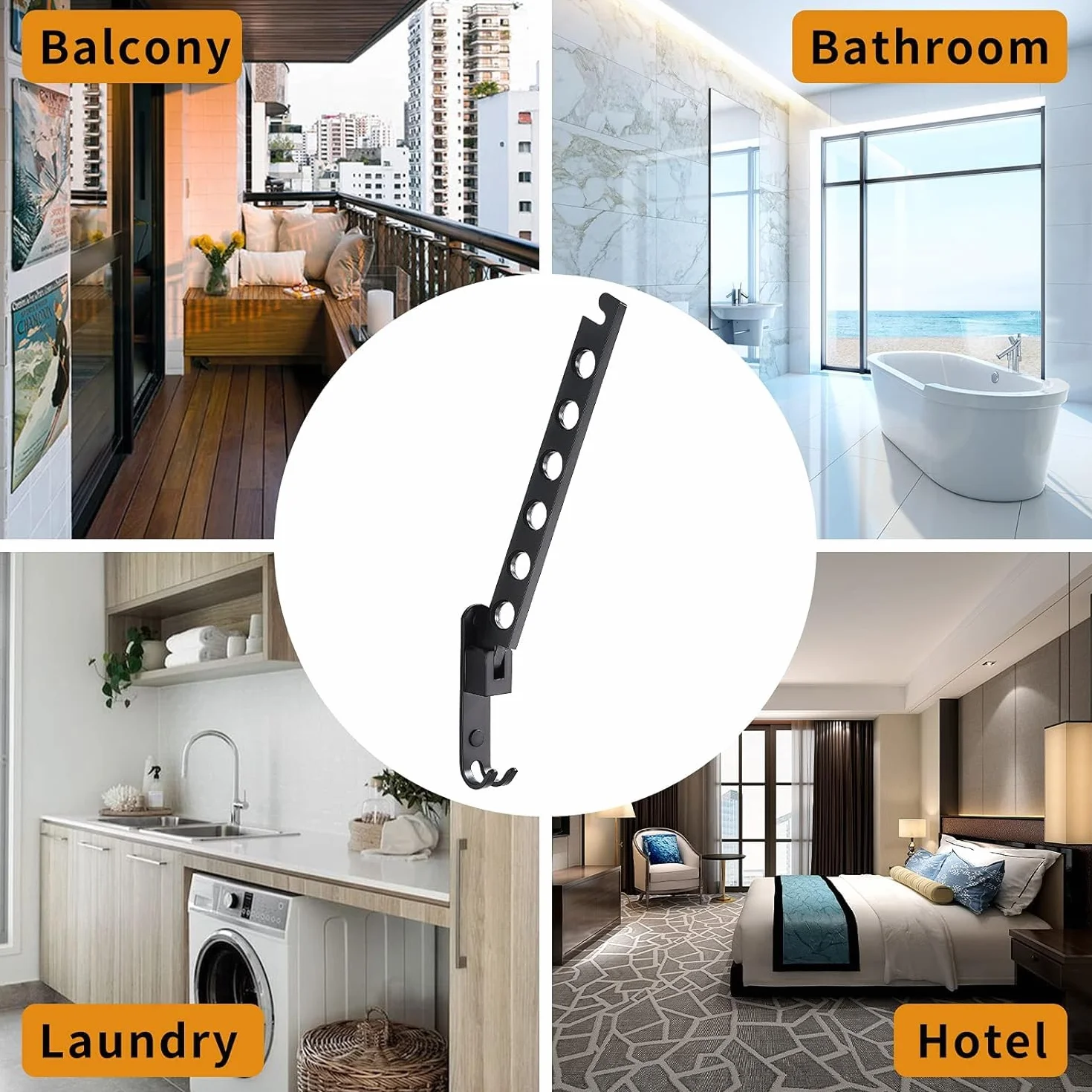 JOOM Percha de Pared Plegable plegplegplegperadora de Percha de Ropa Rack de Almacenamiento de Organizador de Perchas Secadora de Negro (un Paquete)