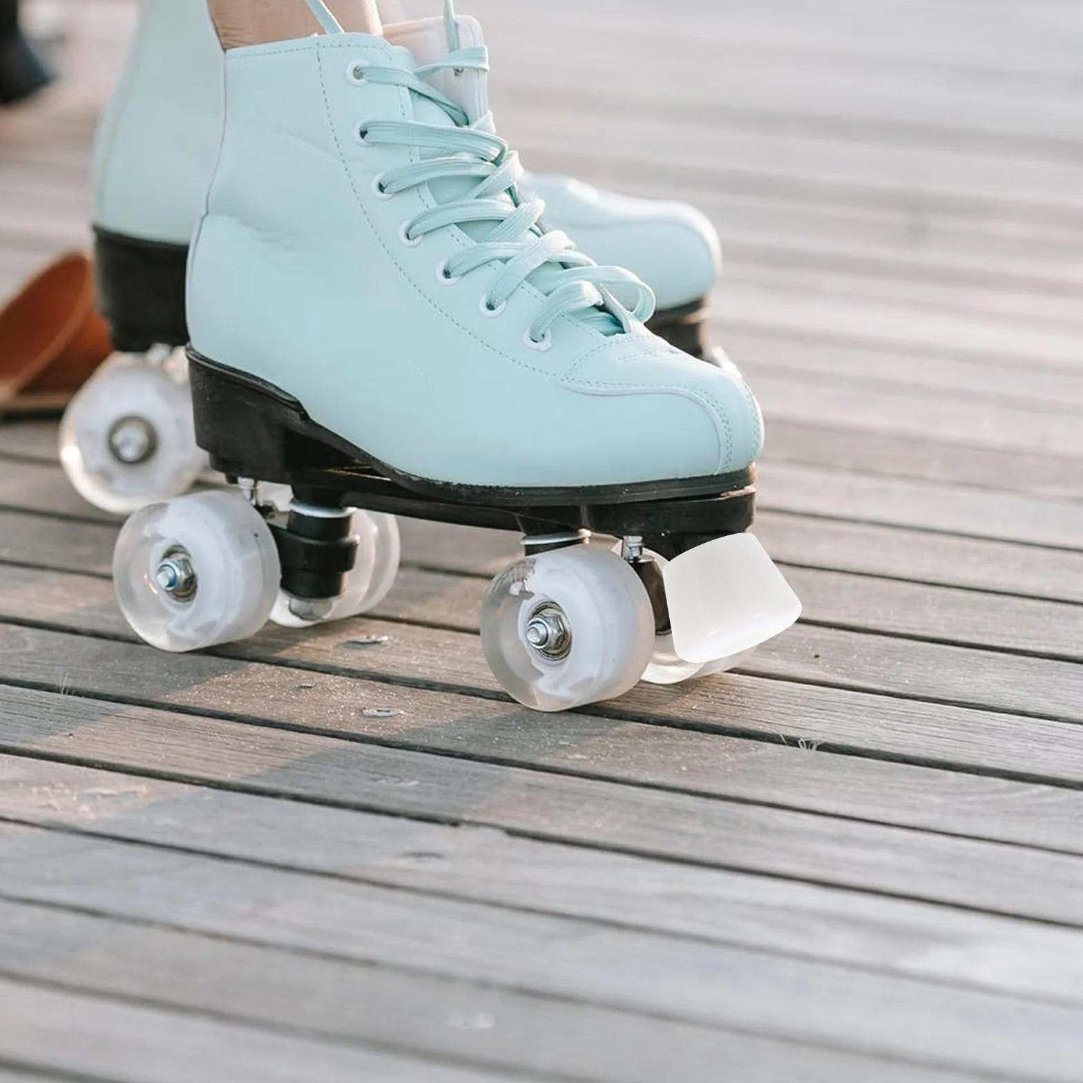 VILLCASE Frenos para Patines de Ruedas Cabezales Dobles y Base Antideslizante, 4 Unidades