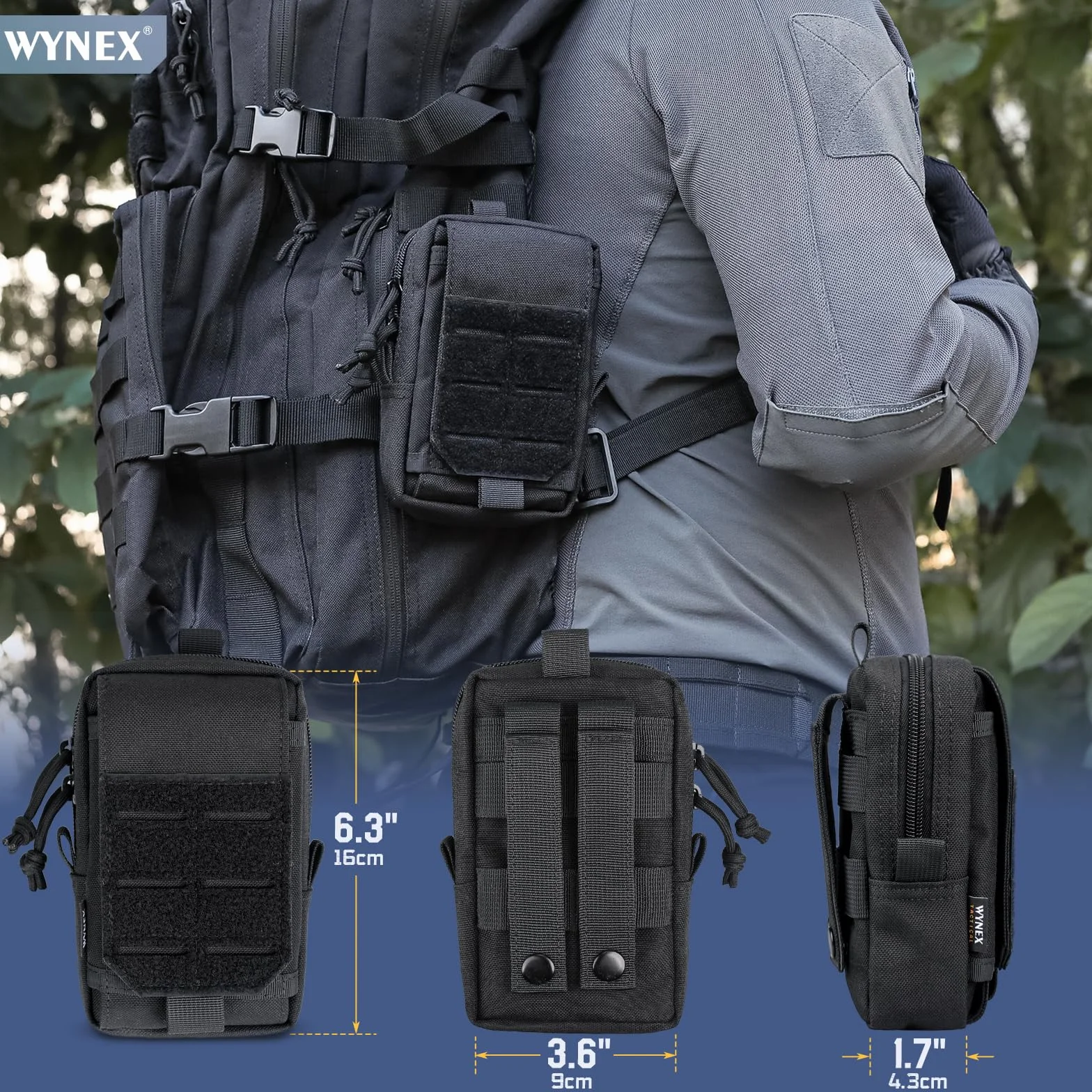 WYNEX Bolsa táctica EDC Molle Utility Pouches Organizer Phone Holder Waist Pack