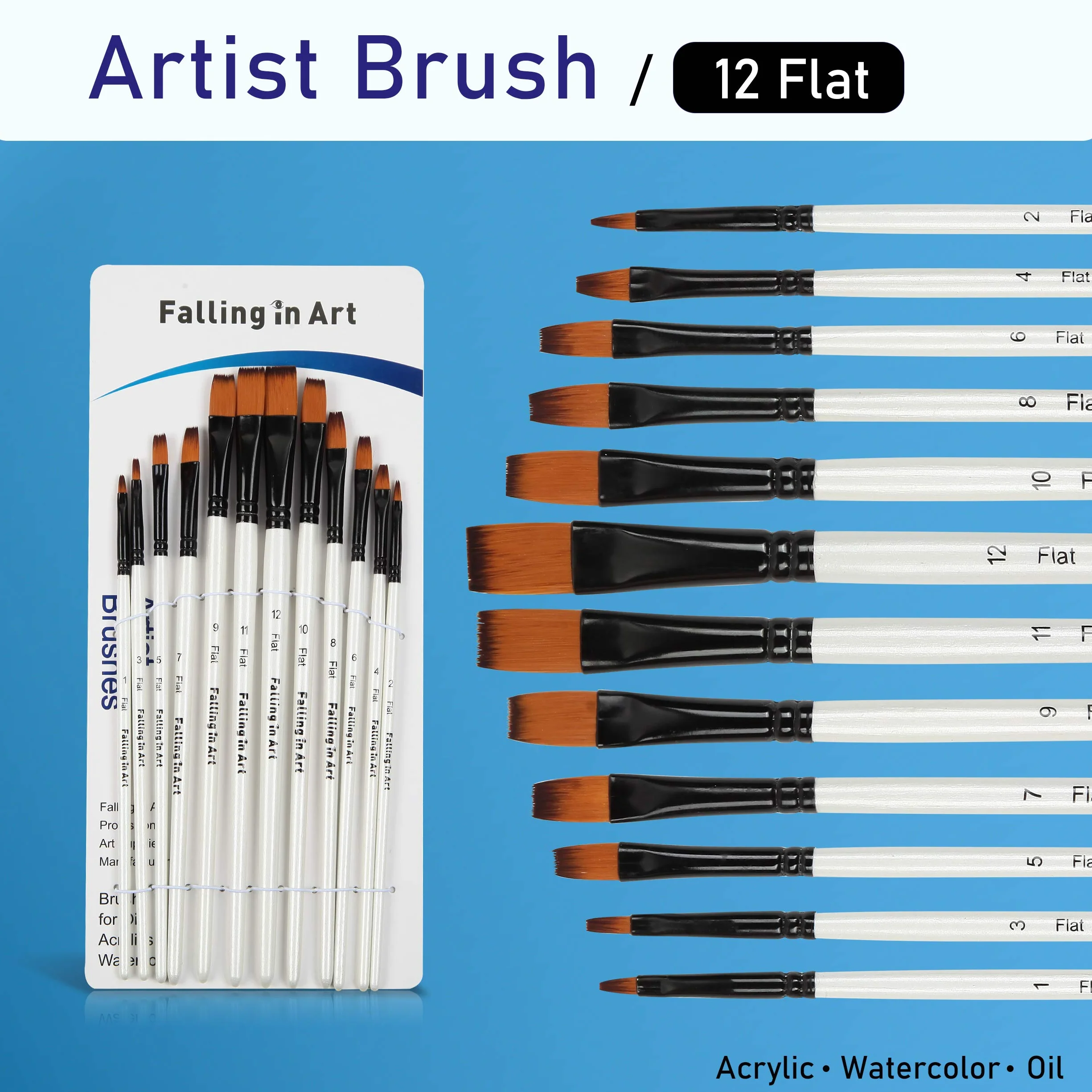 Juego de 48 pinceles de pintura profesional de nailon, para acuarela, acrílico, óleo y más