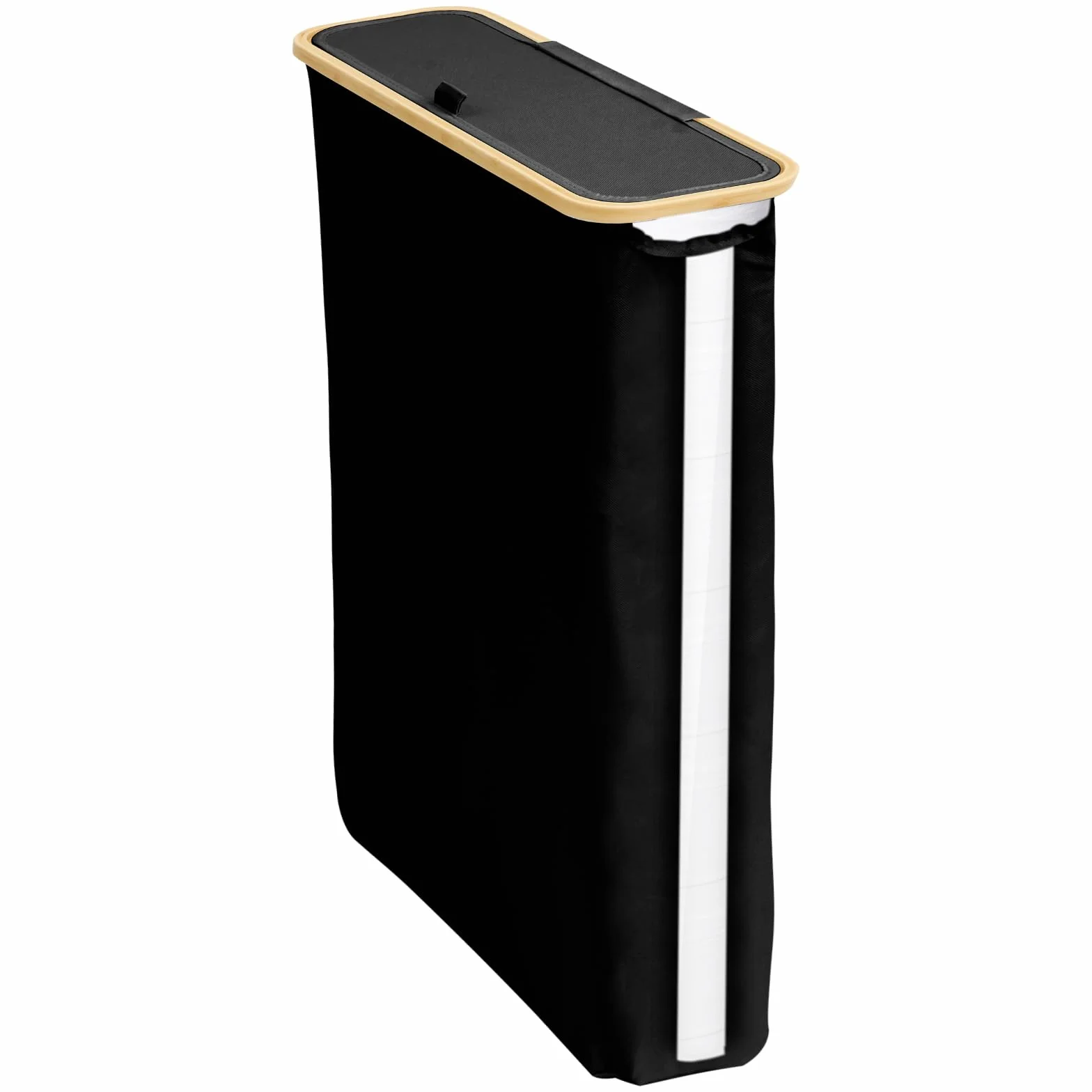 Cesta de almacenamiento de papel higiénico, 40 l, caja de almacenamiento con tapa, ventana lateral Oxford, cesta de papel higiénico a prueba de polvo, 24 rollos estándar para baño y hogar (A)