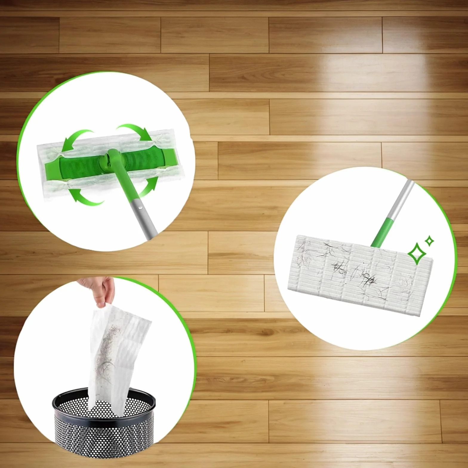 64 paños de limpieza en seco, compatibles con Swiffer Sweeper, recambios de plumero desechables, almohadillas para fregar y limpiar el suelo para una limpieza rápida y fácil