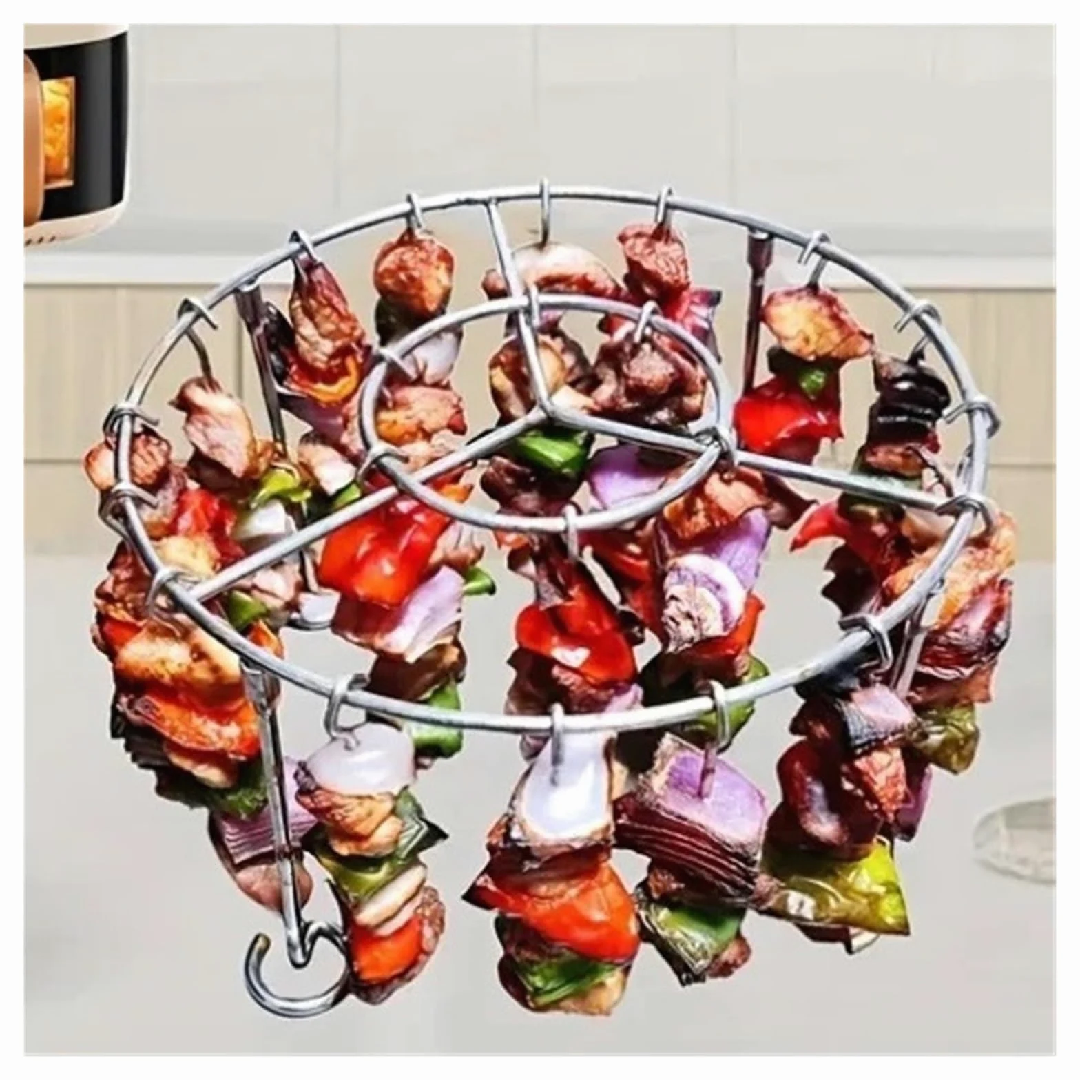 Genérico Parrilla Vertical de Acero Inoxidable for freidora de Aire | 23 brochetas, for 3,2-5,5 cuartos, multiusos, duraderas