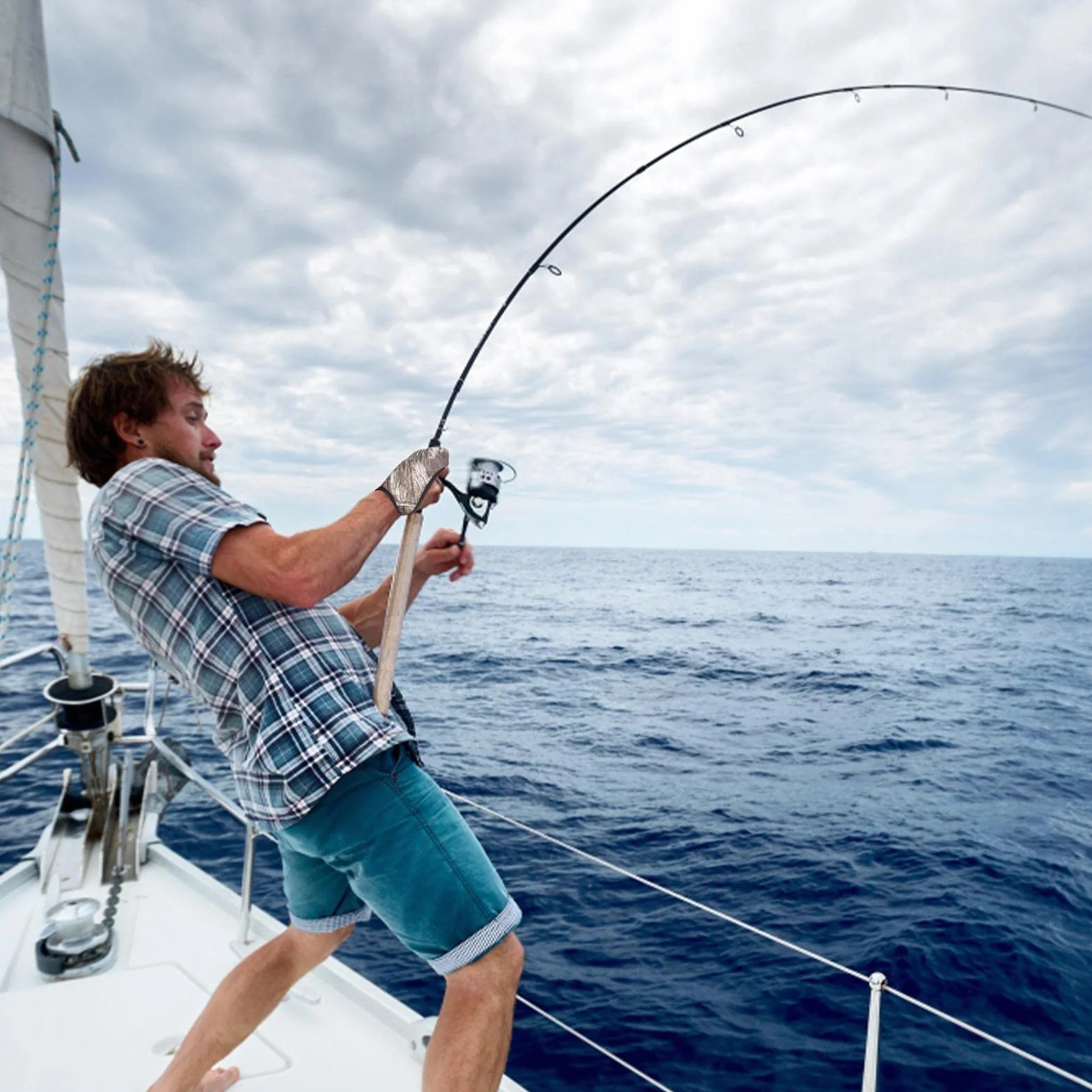 Guantes de Pesca con Dos Dedos Antideslizante Protector para Pesca al Aire Libre