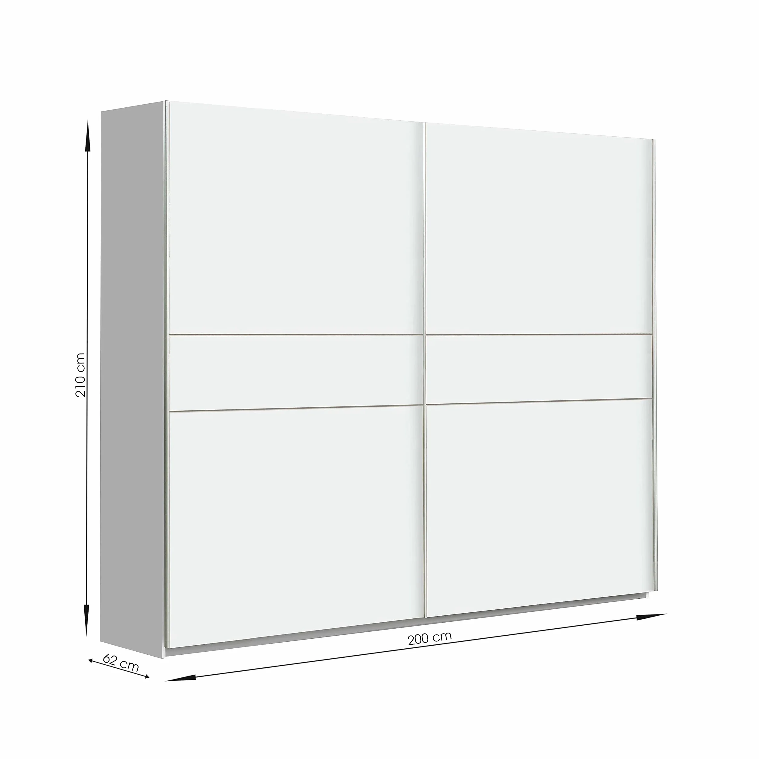 Homely | Armario de Puertas correderas Winter 200 | Acabado Laminado sintético Color Blanco Mate con Franja Central Reversible en Blanco o Roble | Medidas 200x62. Altura 210 cm. | Diseño Funcional