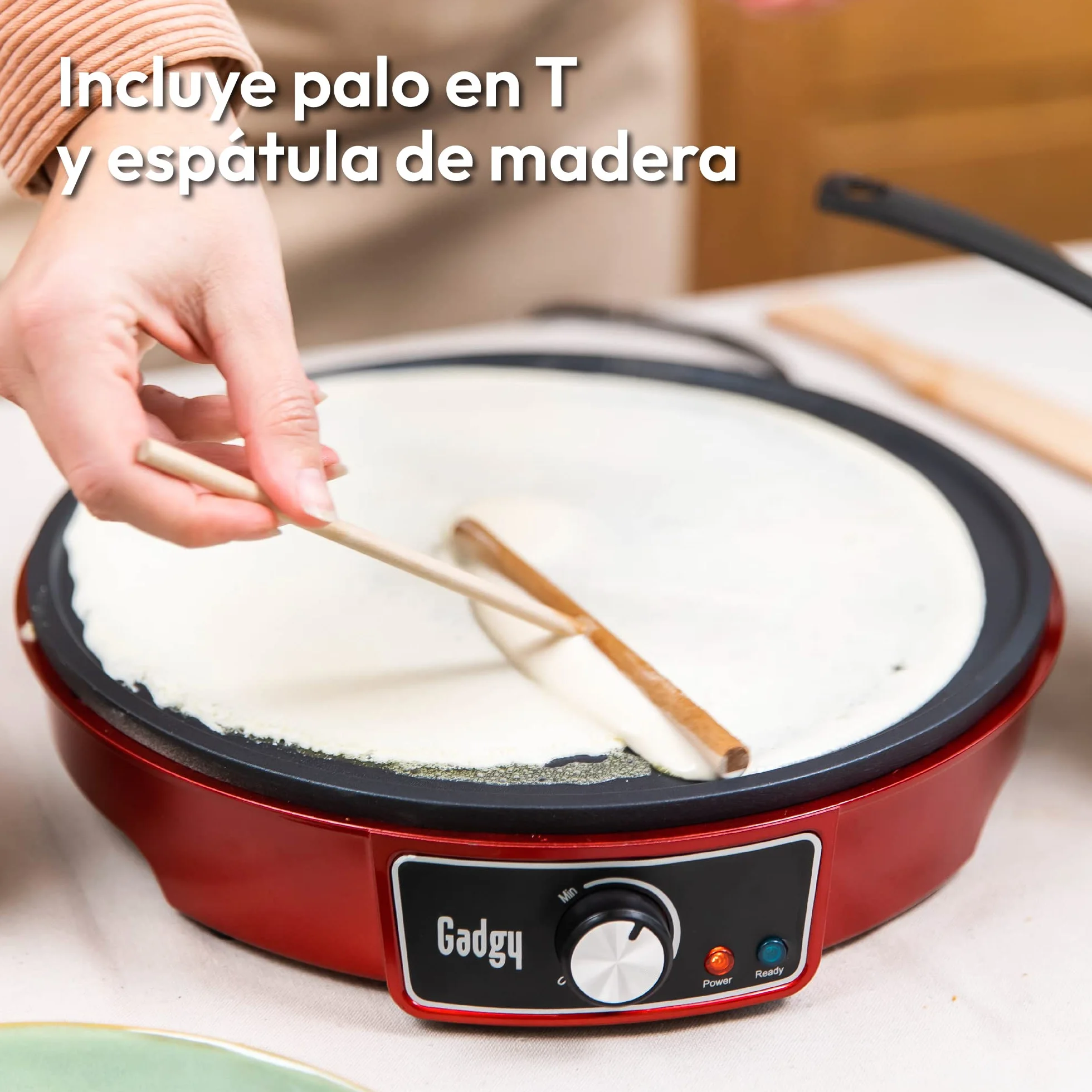 Gadgy® Crepera Crêpes Maker 1000W – Plancha Antiadherente de 30 cm con Temperatura Ajustable – Incluye Esparcidor y Espátula – Ideal para Crêpes, Panqueques, Tortitas, Wraps y Bacón