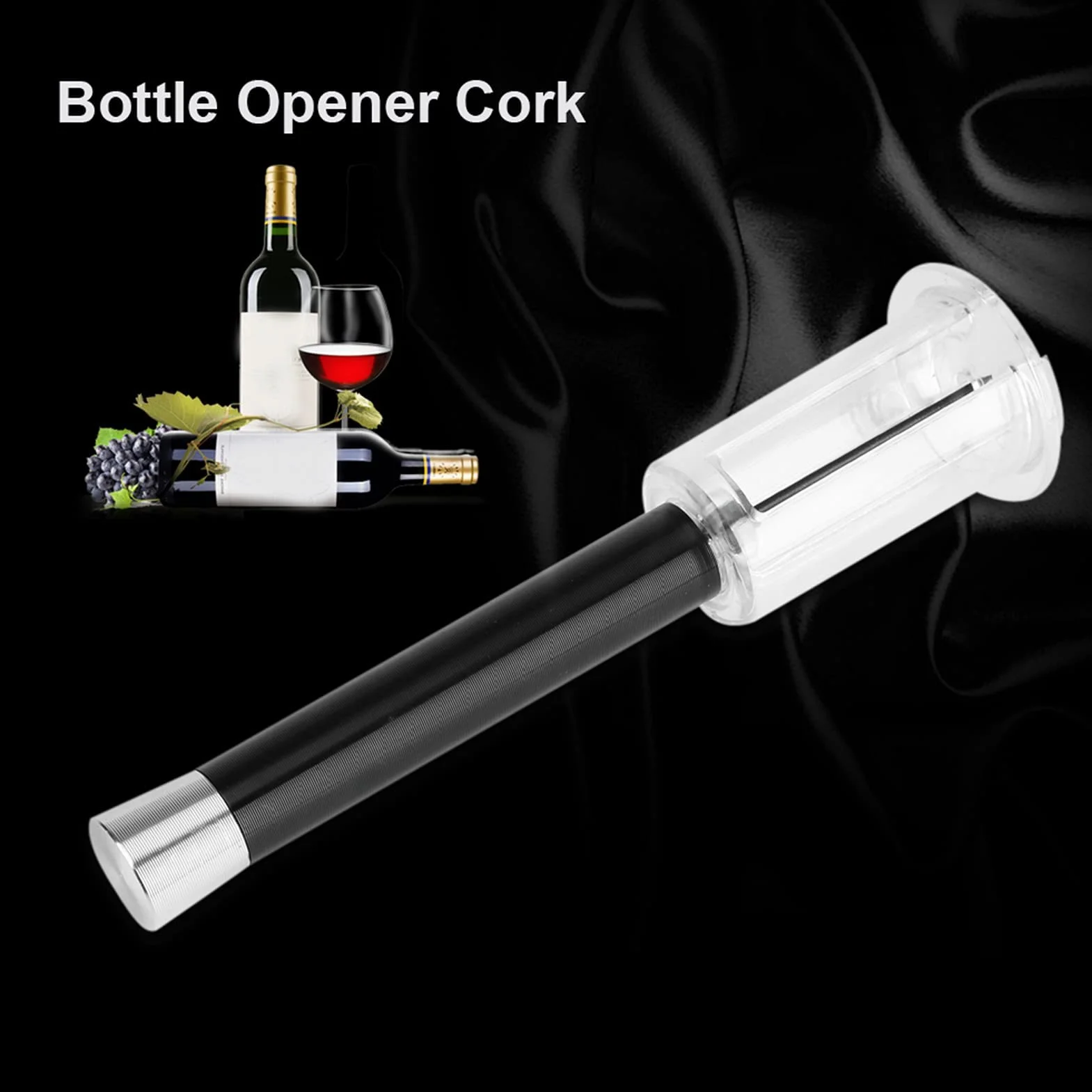 Abridor de Botellas de Vino, Sacacorchos a Presión de Aire, Abridor de Botellas con Bomba de Presión de Aire, Abridor de Botellas, Abridor de Vino Tinto, Abridor de Vino, (BLACK)