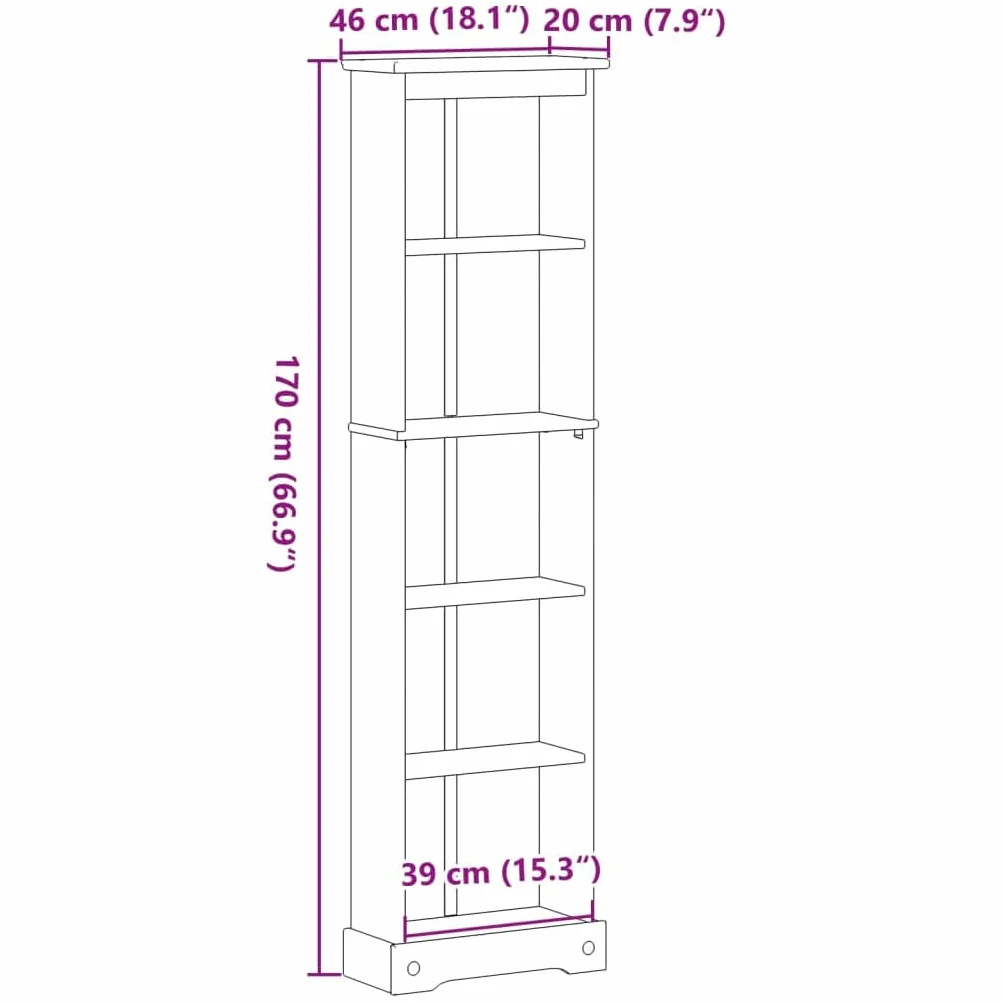 Estantería de madera maciza de pino con soporte de pared - Estantería decorativa con espacio de almacenamiento para libros, revistas y artículos decorativos en diseño rústico