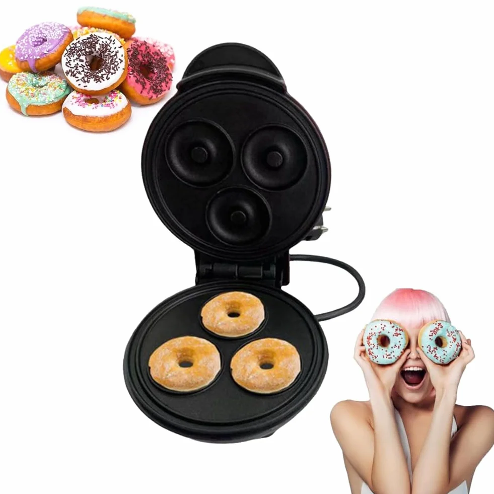 Máquina Eléctrica para Hacer Donas, Cocina con Revestimiento Antiadherente, para Hacer Donas, Aperitivos para Niños, Postres, Mini Máquina para Hacer Donas, Enchufe Europeo C