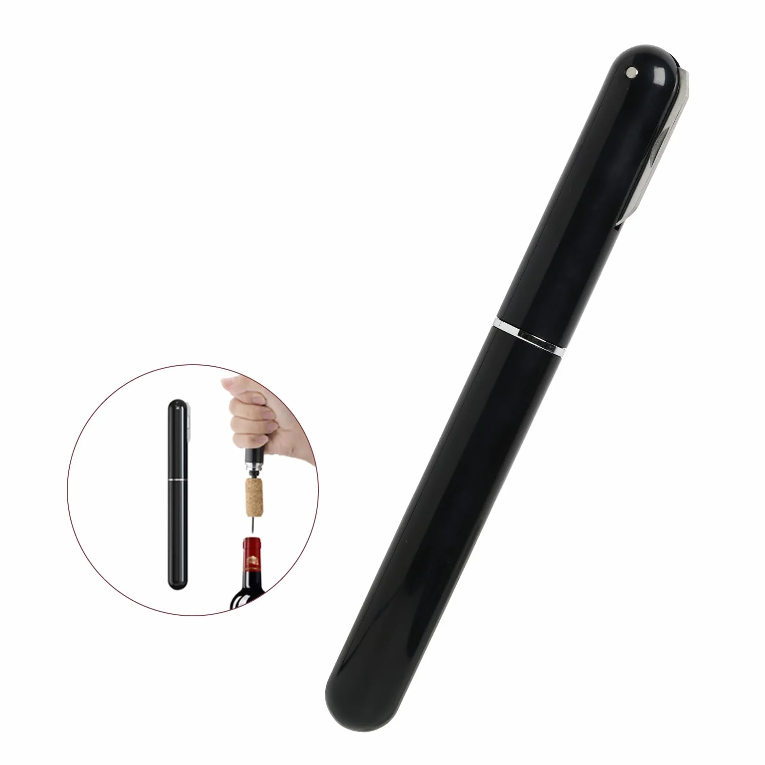 Abrebotellas de Vino con Presión de Aire 2 en 1, Incluye Cortador de Papel de Aluminio, Sacacorchos Portátil y Ligero, Ideal para Viajes, Camping y Celebraciones, para Amantes del Vino