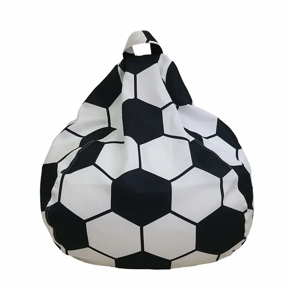 Highdi Funda de Puff sin Relleno Bolsa de Frijoles, Bean Bag Puf Protector de Sofás, para Adulto y Infantil Bean Bag para los Amantes del Fútbol Silla de Salón Infantiles (100x120cm,Fútbol)