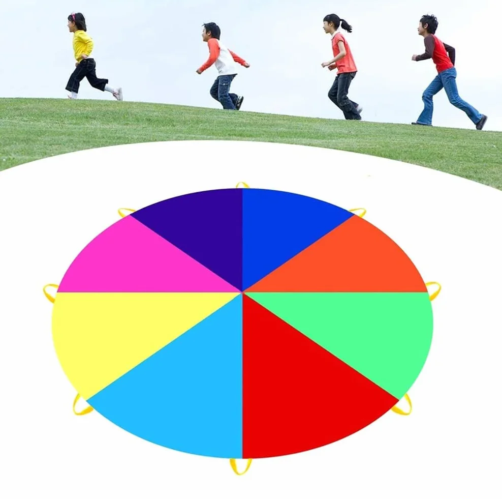 Juego de Paracaídas Arco Iris 6FT para Niños Actividades Deportivas al Aire Libre