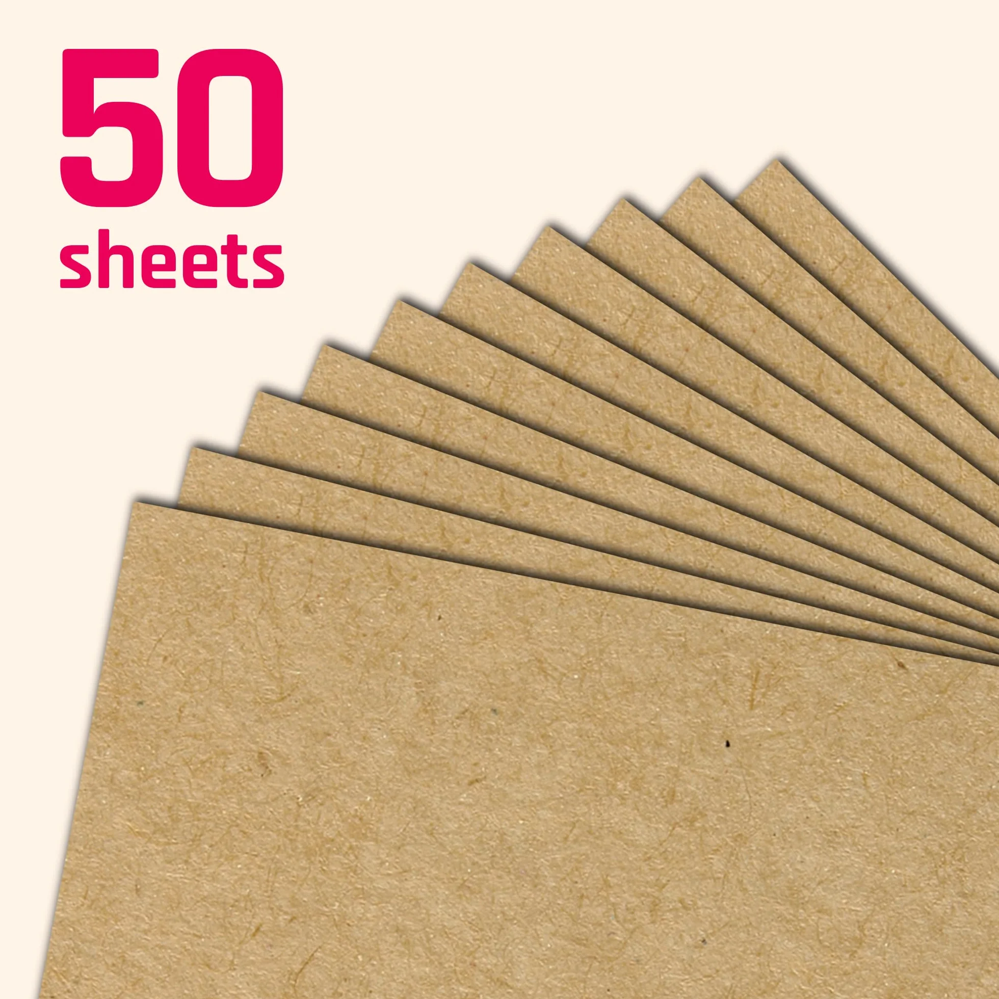50 hojas, Papel Kraft Cartulina Marrón A4, 200 g/m²