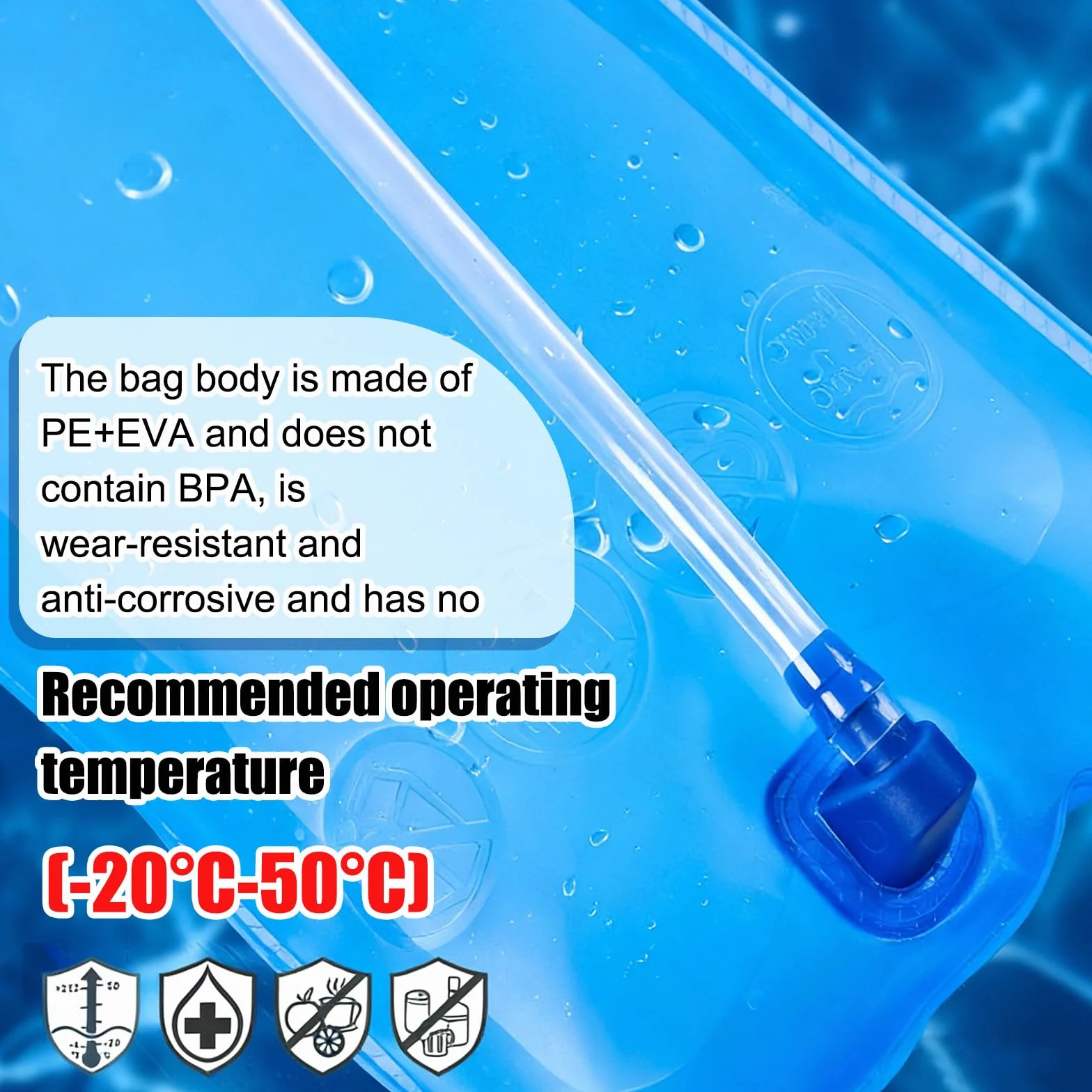 Bolsa Hidratacion 2l, Vejiga De Hidratación Sin Bpa A Prueba De Fugas, Apertura Grande Bolsa De Agua para Mochila con Tubo para Ciclismo Senderismo Correr Camping