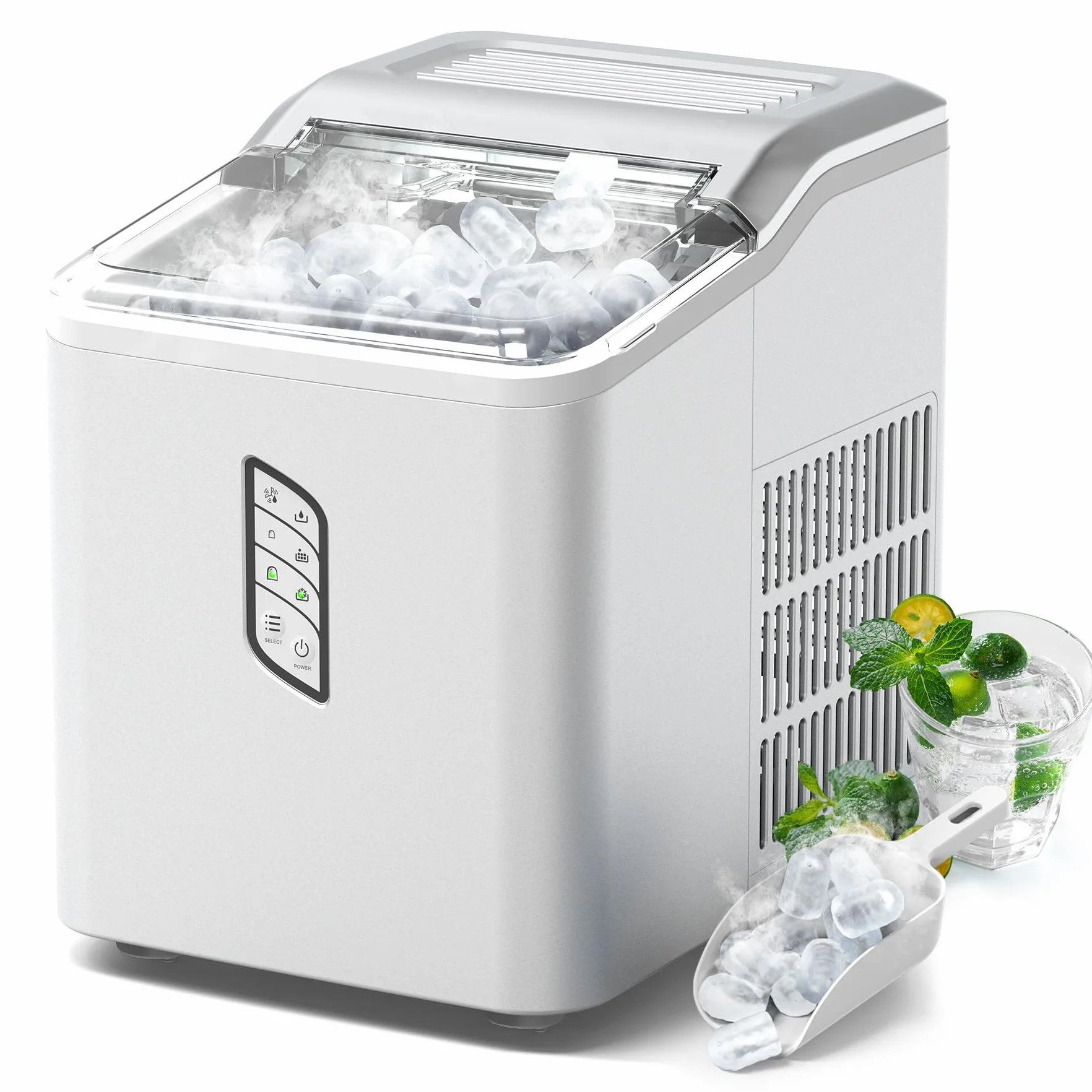 CONOPU Maquina de hielo, Maquina Hacer Cubitos de Hielo para Casa, 9 cubos listos en tan solo 9 minutos, 12kg/24h, 2 Tamaños de Cubitos, Con función de autolimpieza