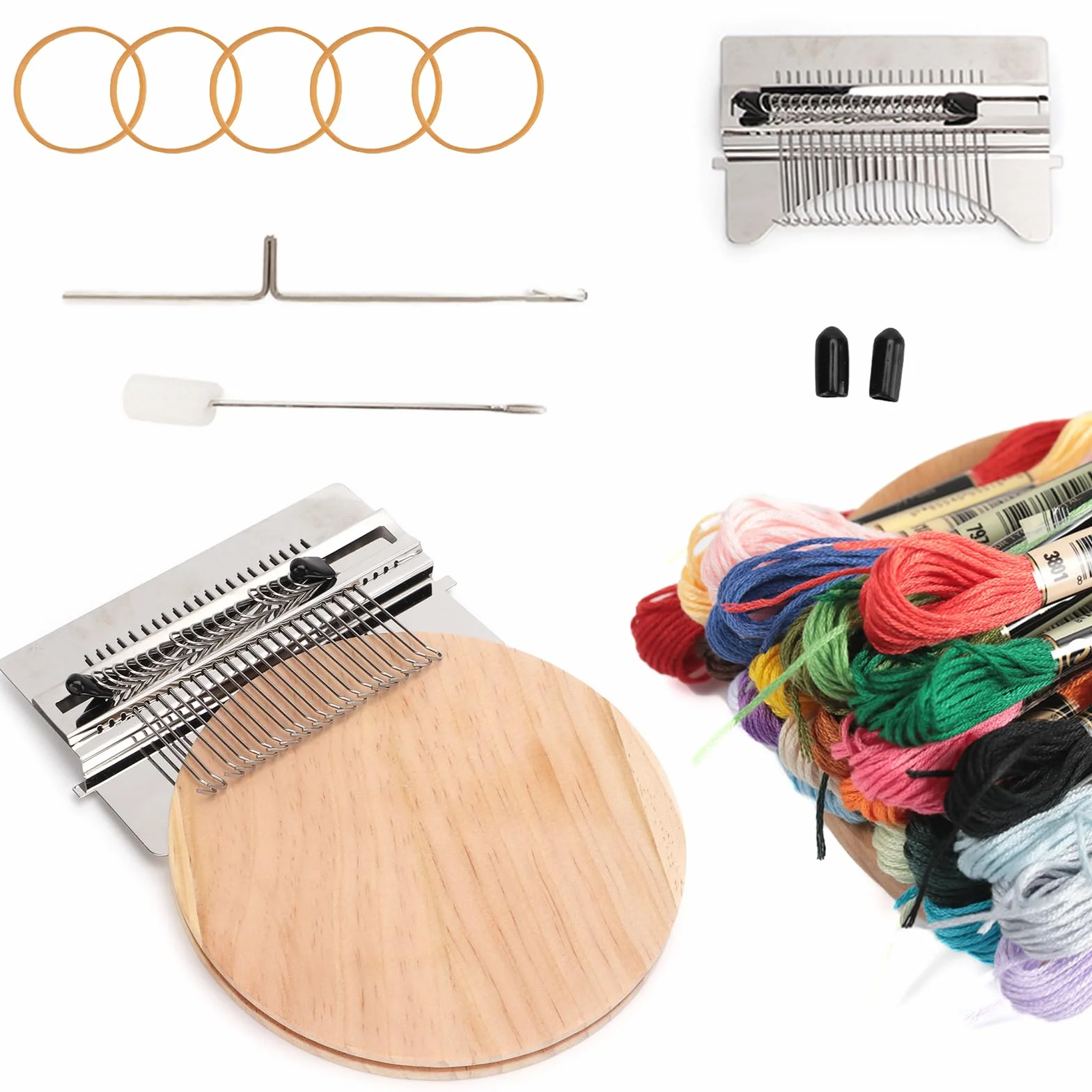 Kit De Telar De Zurcir,MáQuina De Zurcir De Madera,Mini Telar,Telar De ReparacióN,MáQuina De Telar De Tejer PequeñA,Herramienta De Tejido Tipo Speedweve Para ReparacióN De NiñOs(21 Hooks)
