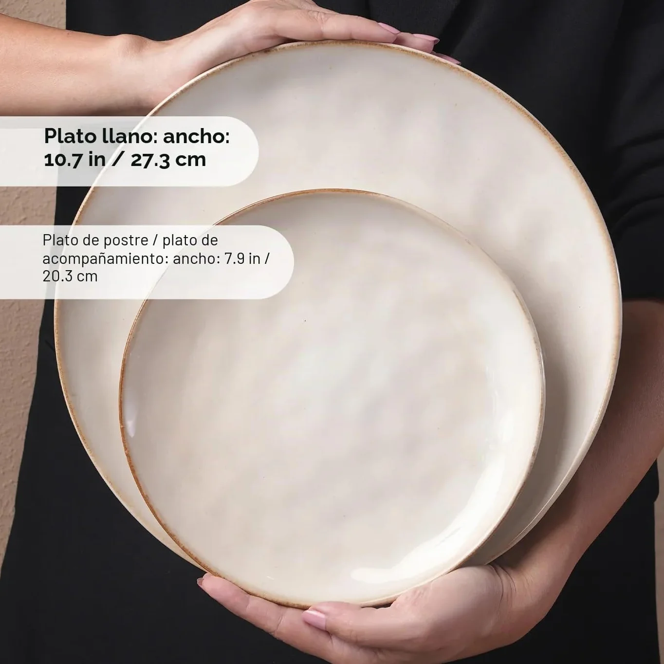 Karaca Aria - Juego de vajilla de cerámica de 24 piezas, juego de platos y cuencos para 6 personas, vajilla de esmalte reactivo con platos laterales y llanos, cuencos para pasta/cereal/sopa (beige)