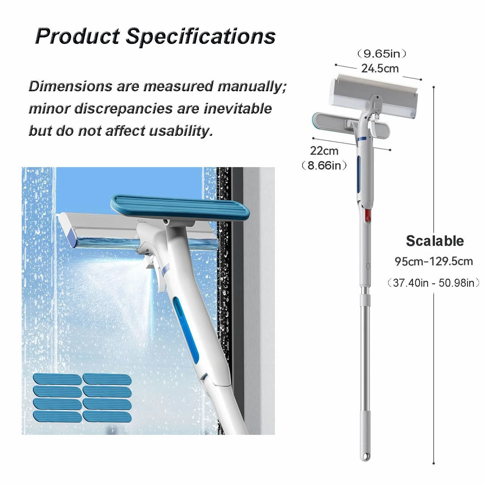 Limpiacristales con Pulverizador de Ventanas con Depósito de Agua Residual Limpiacristales en Spray de Doble Cara Adecuado para Múltiples Escenarios