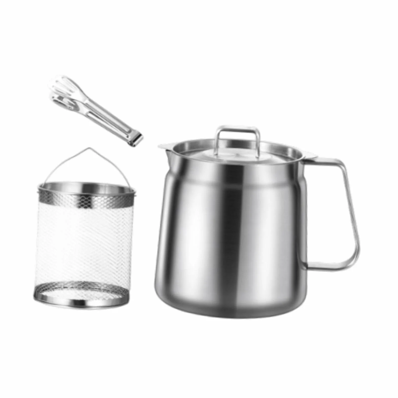 Freidora de Acero Inoxidable con Cesta, Filtro, Asa Y Tapa. Calentamiento Rápido, Fácil Almacenamiento. Ideal para Cocinas Domésticas, Catering, Campi, 2.0l