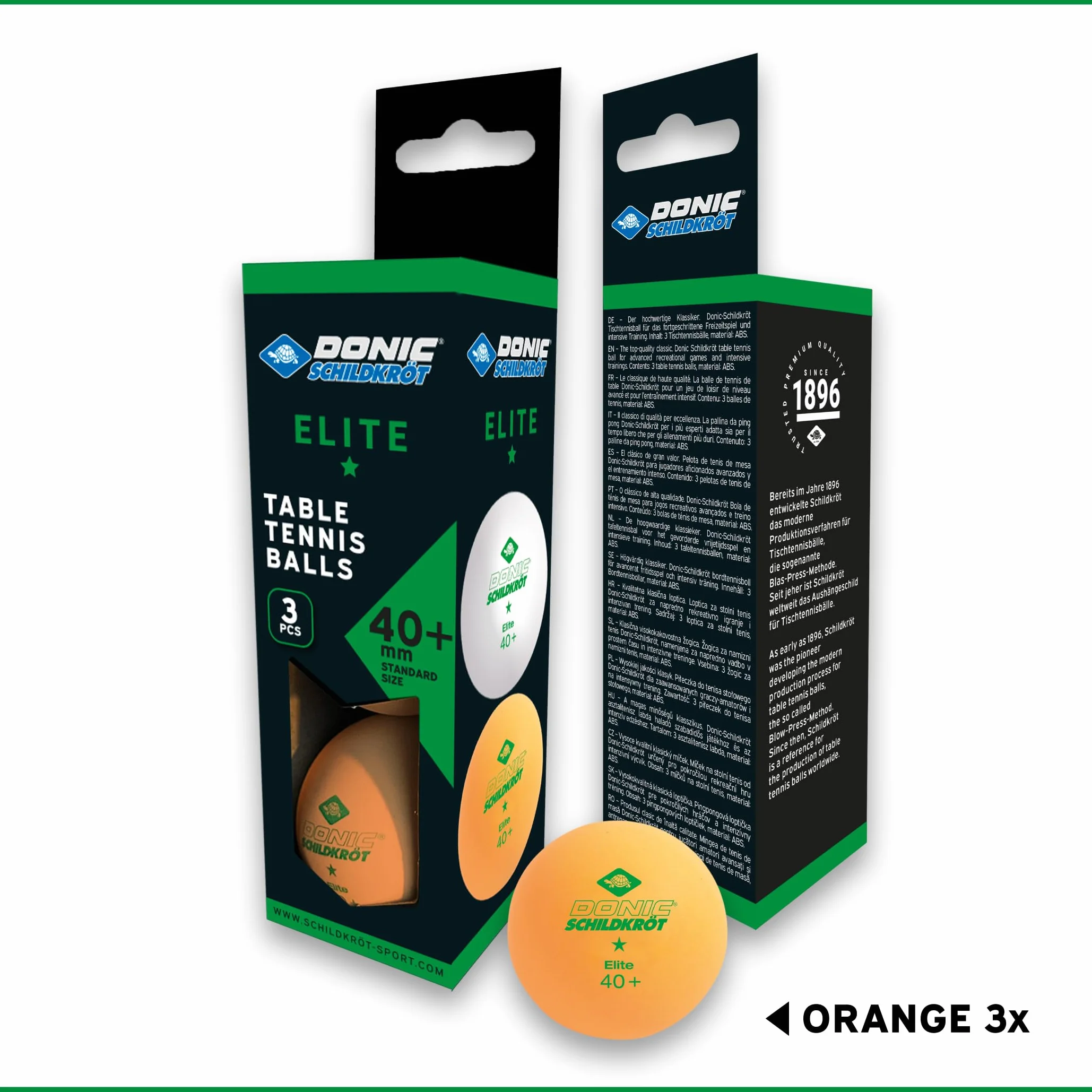 Donic-Schildkröt Pelotas de Tenis de Mesa 1 Estrella Elite Poly 40+ 3 Piezas