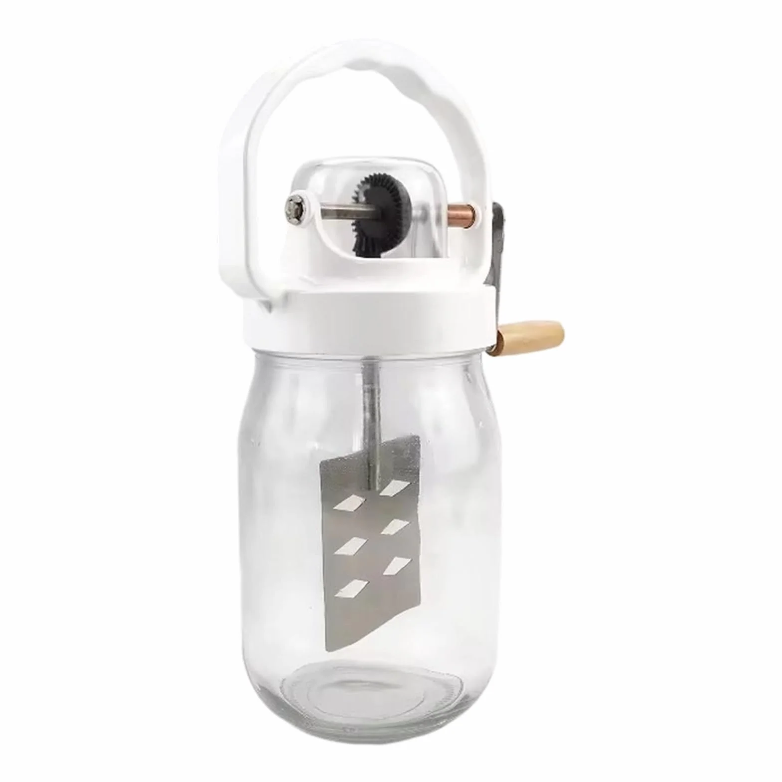 Batidor Manual Mezclador de Mantequilla de 1500 ml | con Batidor de Mano de Frasco de Vidrio para Repostería, Cocina, Niños, Harina, Alimentos, Mermelada,
