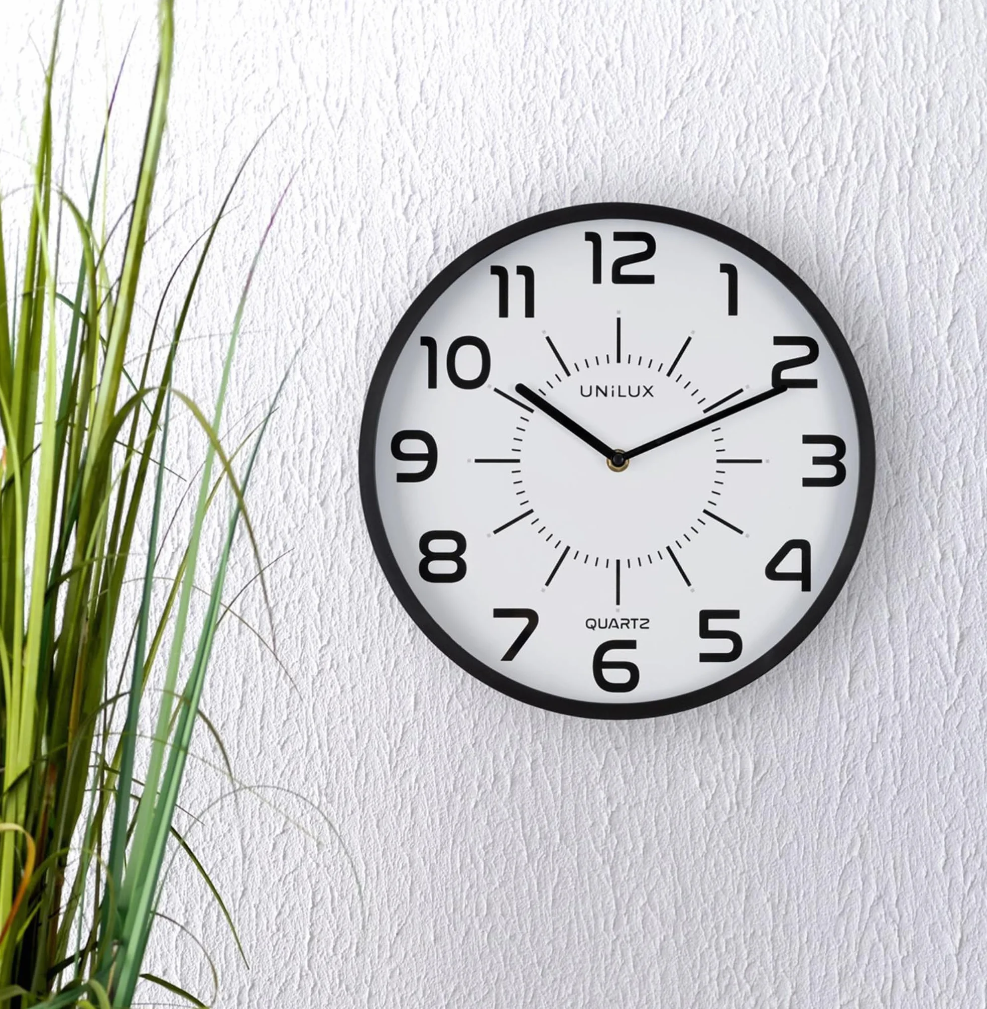 Unilux, Reloj de Pared Silencioso Pop, 30.5 cm, Color Negro