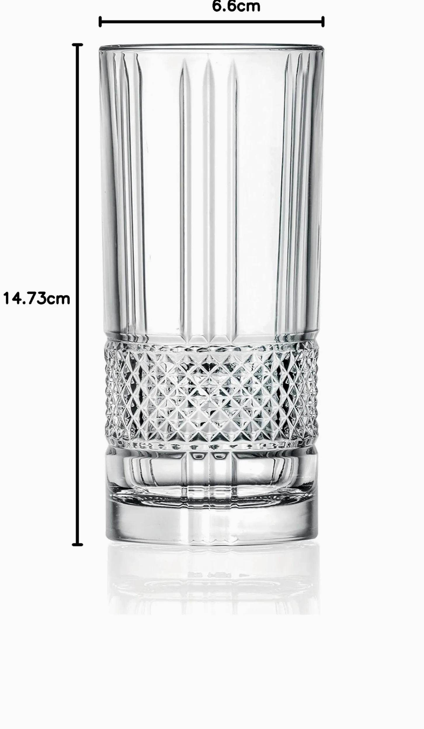 Highball – Juego de 6 vasos de cristal Hiball – Cristal sin plomo – Hermoso diseño – Vasos para beber – para agua, zumo, vino, cerveza y cócteles – 13 oz - de Barski – Fabricado en Europa
