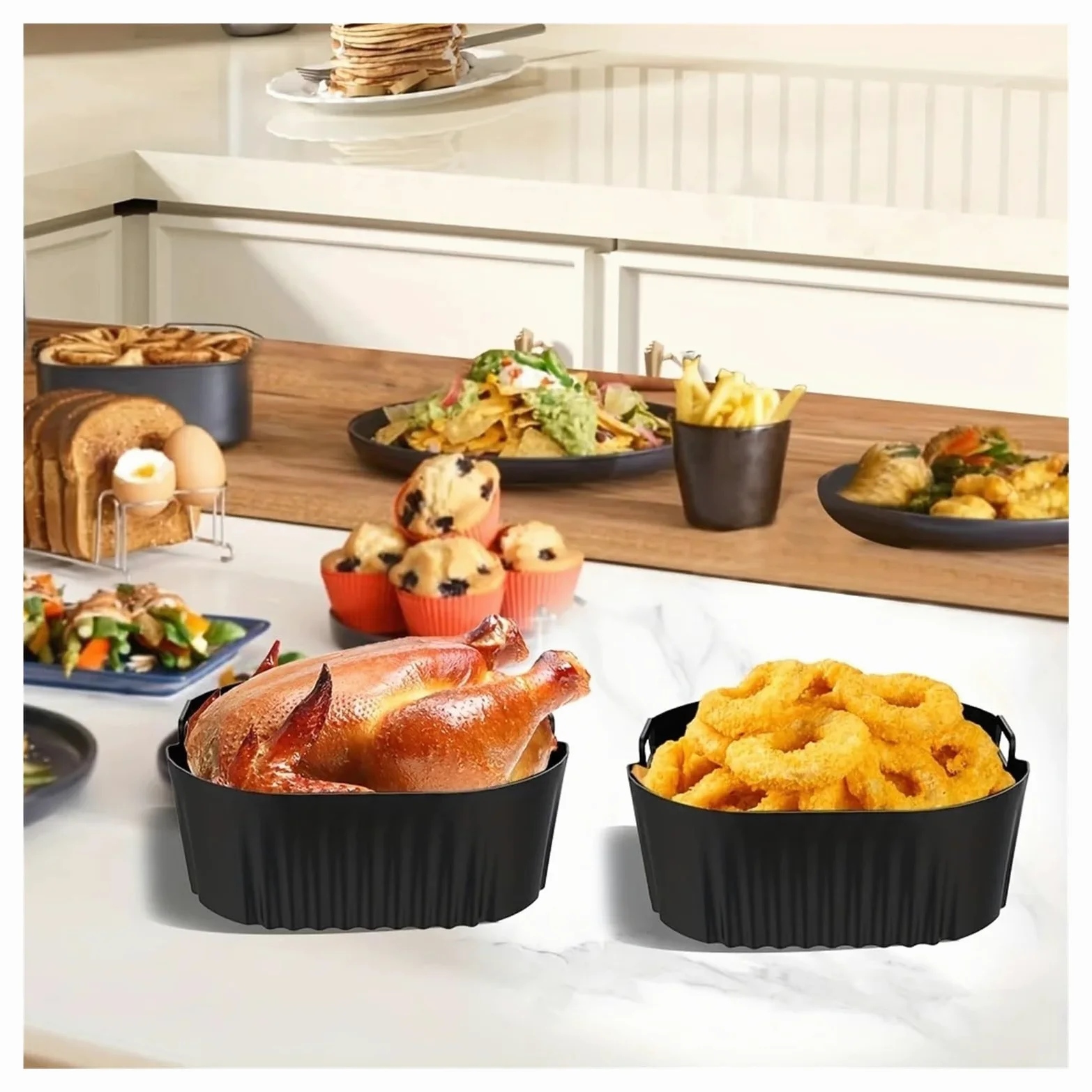 Genérico Compatible con Philips, 2Pcs Bandeja De Hornear NA229 | Bandeja for Hornear de Silicona, 2 Piezas, Fácil de Limpiar, for Freidora y Horno