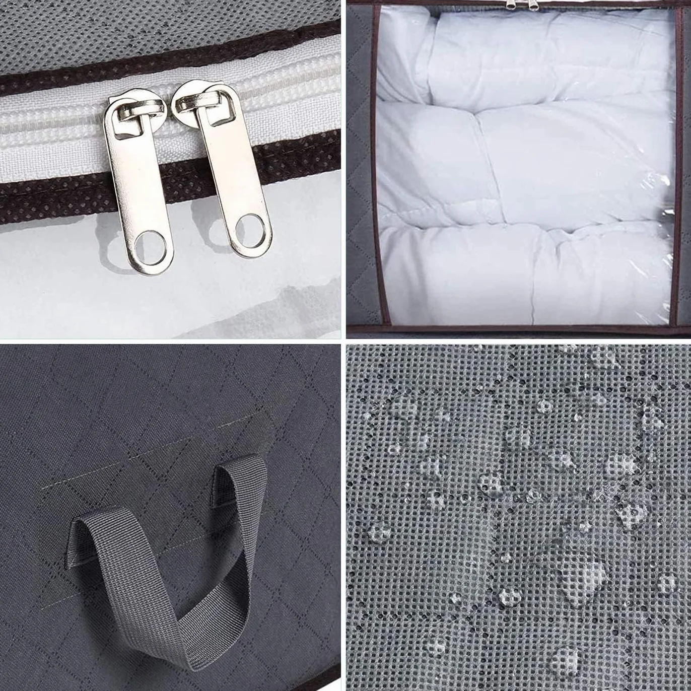 AIOR 6pcs Bolsa de Almacenamiento de Ropa Plegable, 90L Grandes Cajas de Almacenaje Ropa con Cremallera y Mango Reforzado, No-Tejida Organizador Guardar para Edredones Mantas, 60x40x35cm