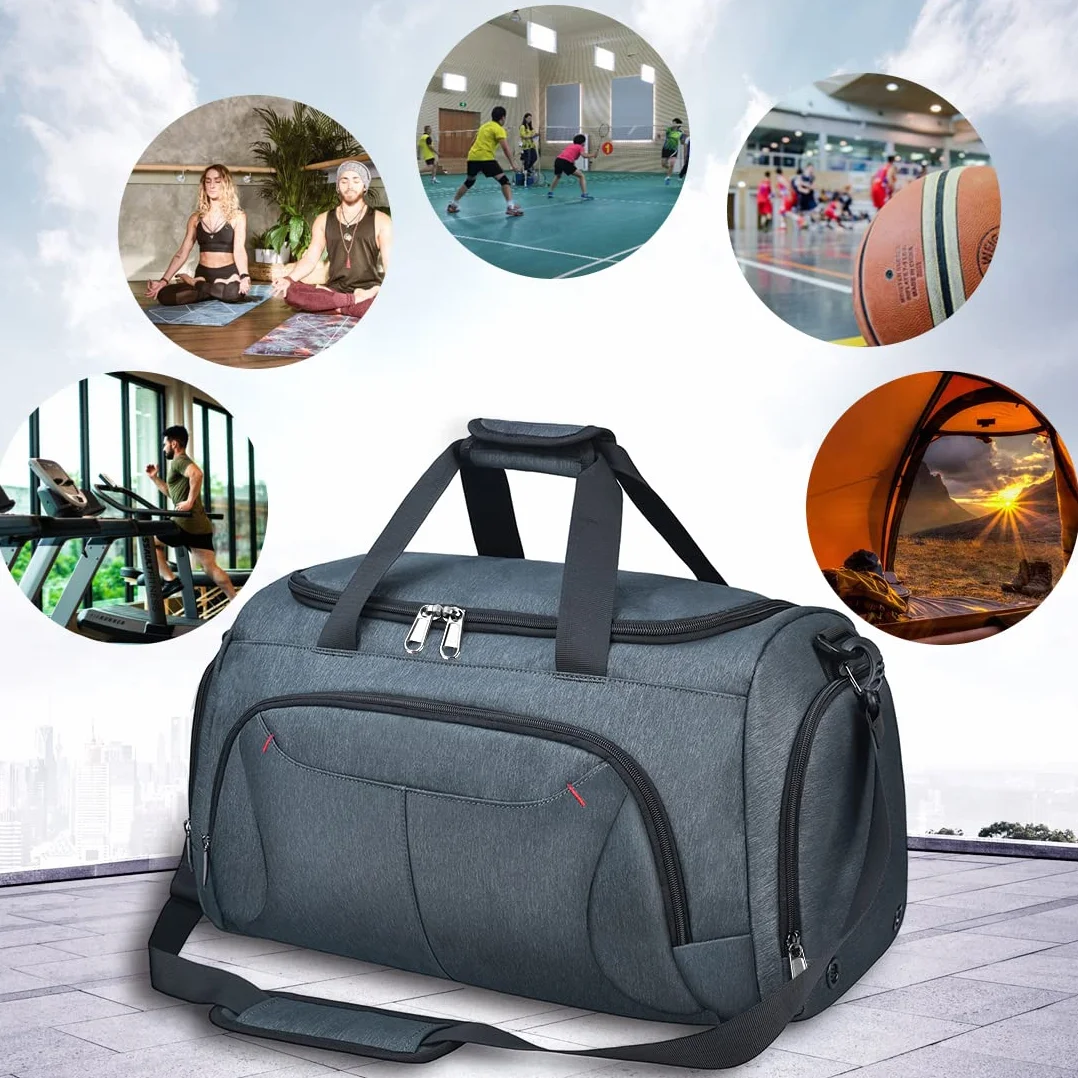 NUBILY - Bolsa de Deporte para Hombre, Bolsa de Viaje, con Compartimento para Zapatos, Gran Capacidad, Impermeable, Weekender, Bolsa de Gimnasio, para Hombres, Mujeres, Bolso de Mano, 40 l