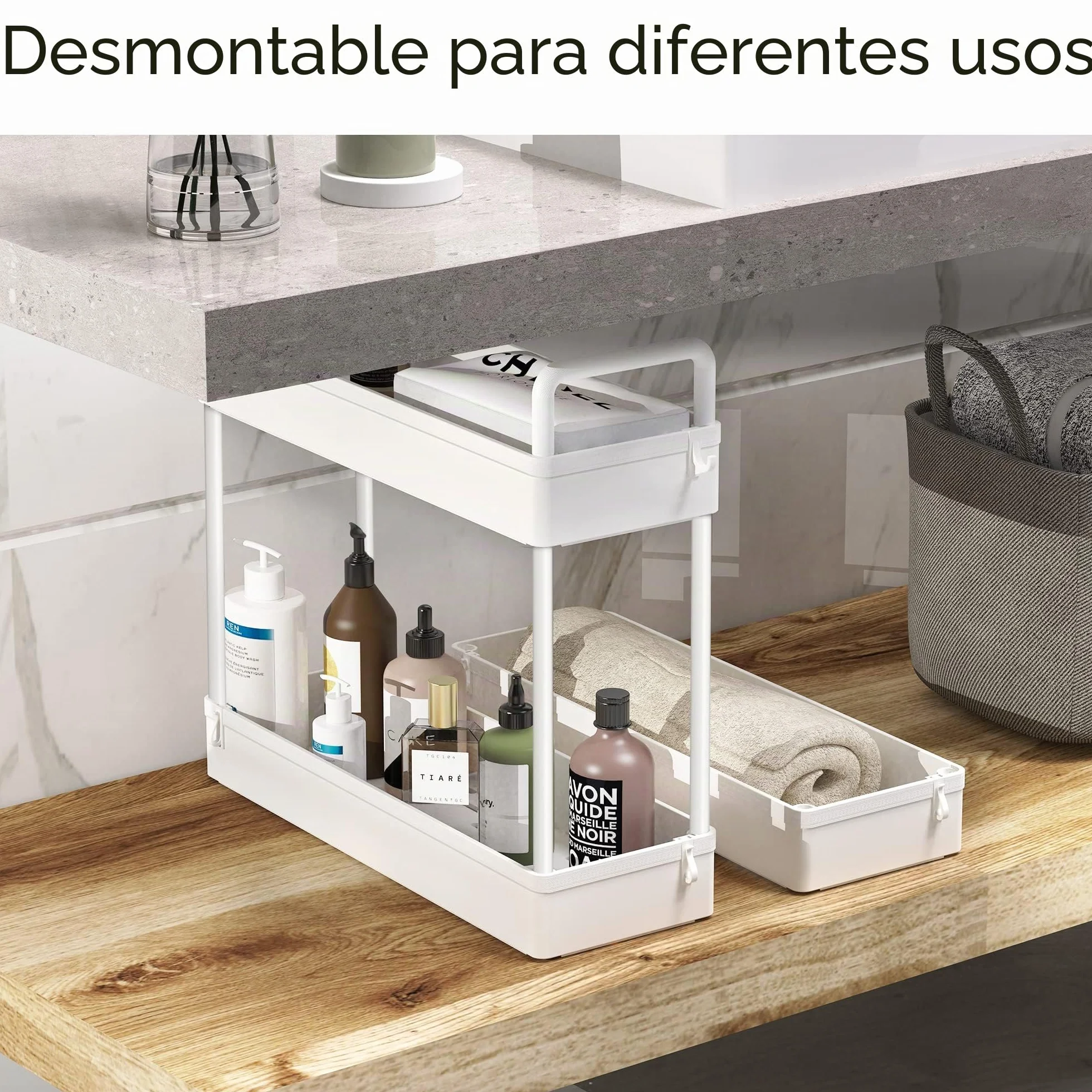 SOLEJAZZ Carro de Almacenamiento de 3 Niveles, Deslizante, Delgado, utilitario, Organizador de estantes de Almacenamiento móvil para Cocina, baño, lavandería, Lugares Estrechos, plástico, Blanco